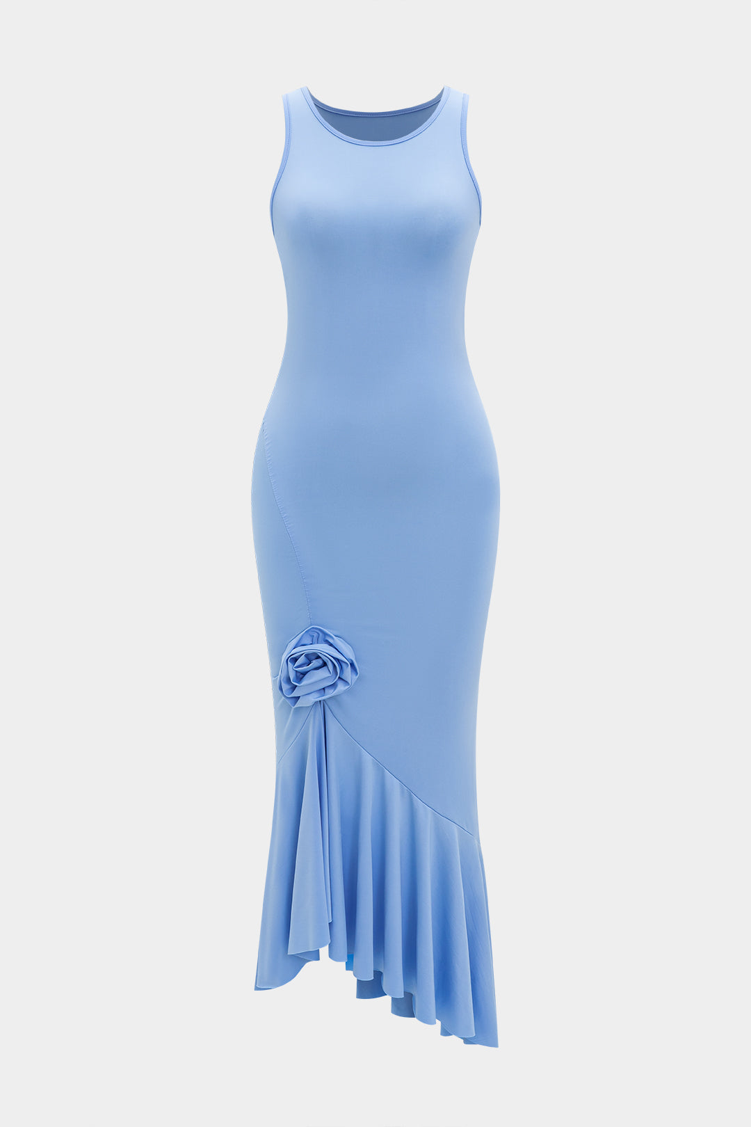 Vestido Maxi Sirena Sin Tirantes Floral 3D Elegante Noche