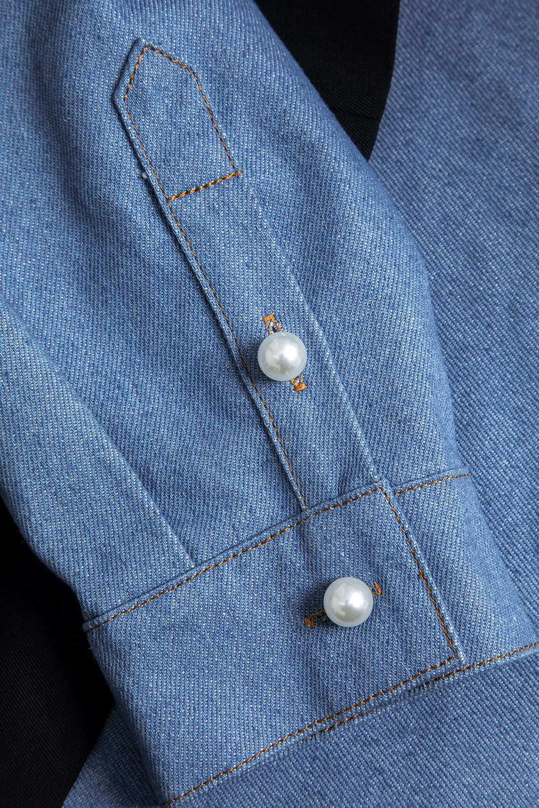 Blazer Denim Patchwork Cuello con Silueta Elegante Superior