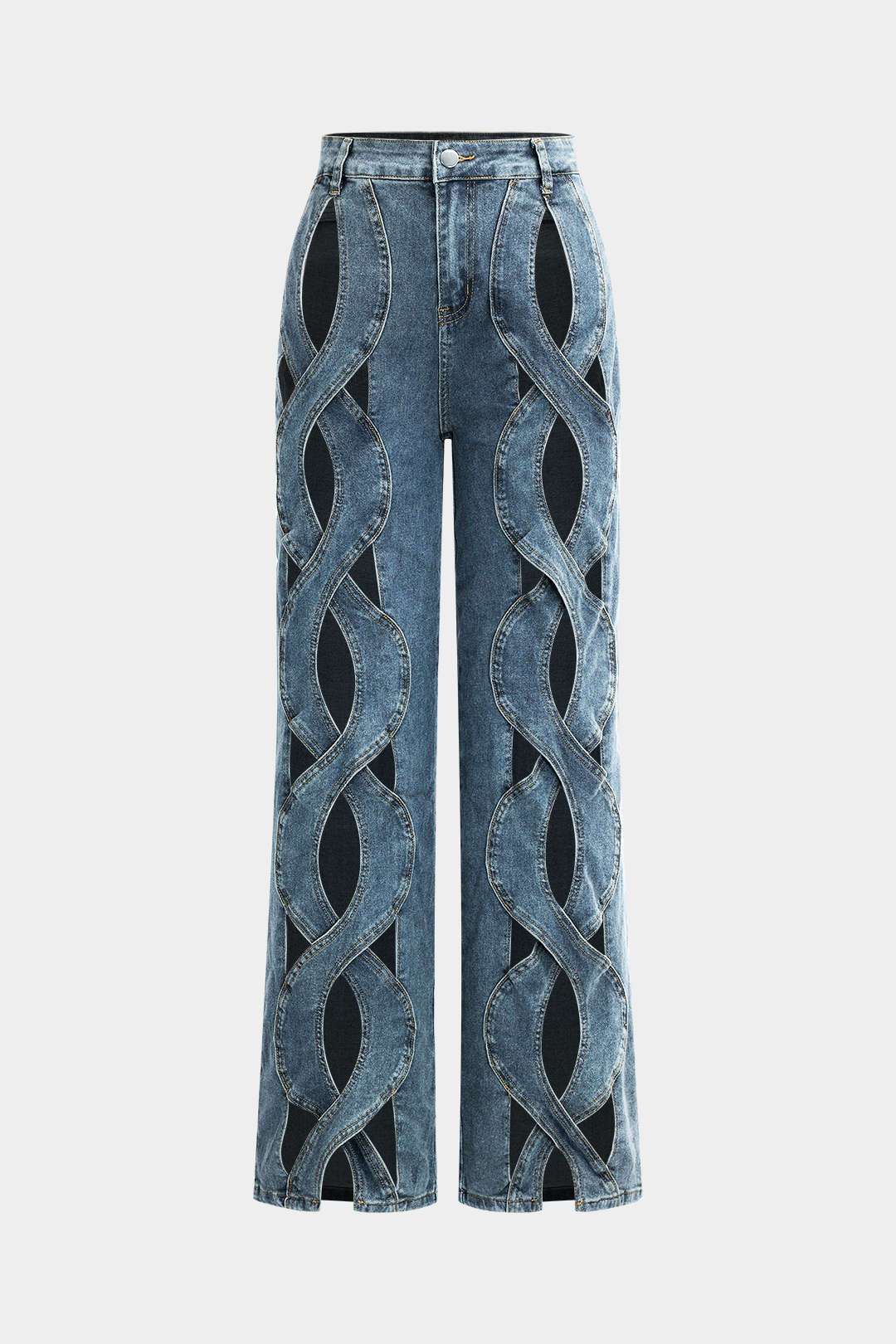 Vaqueros Denim Rotos De Corte Recto Azul Para Uso Diario