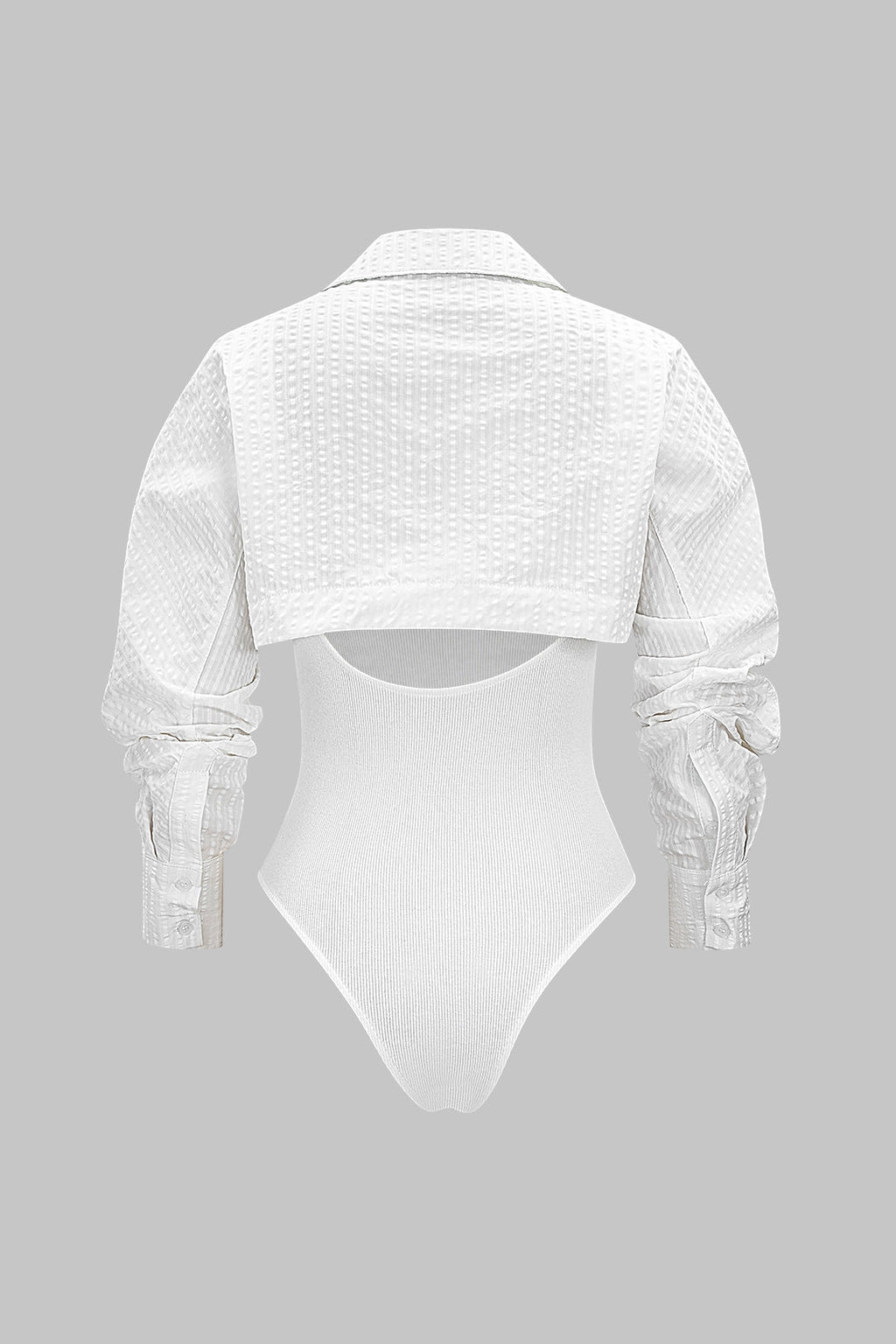 Button Detail Cut Out Long Sleeve Bodysuit