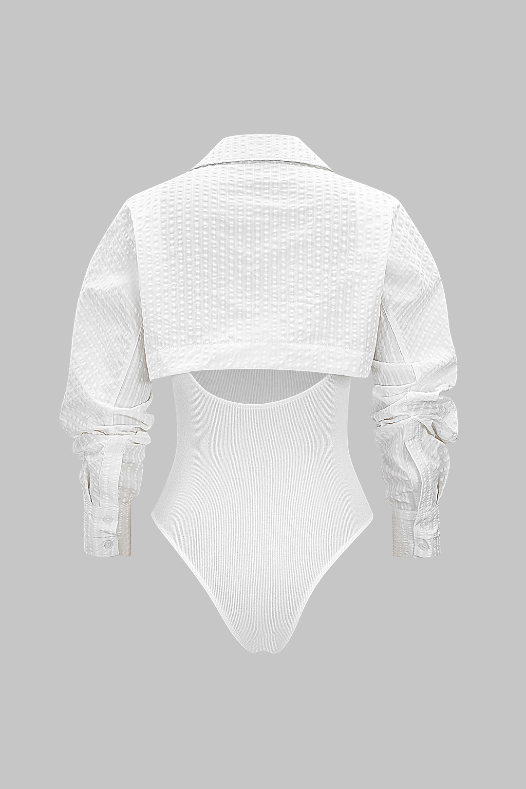 Button Detail Cut Out Long Sleeve Bodysuit