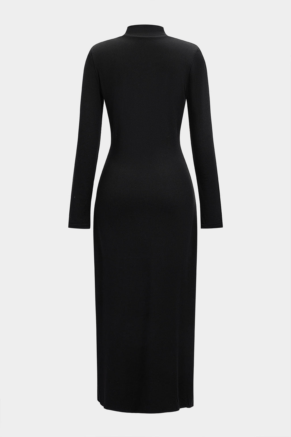 Ruched Side Slit Long Sleeve Maxi Dress