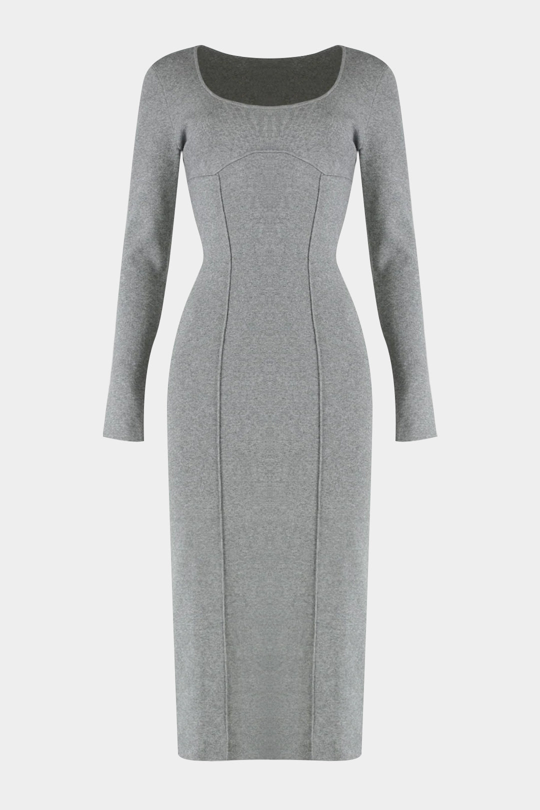 שמלת מידי עם צווארון עגול ושרוולים ארוכים 