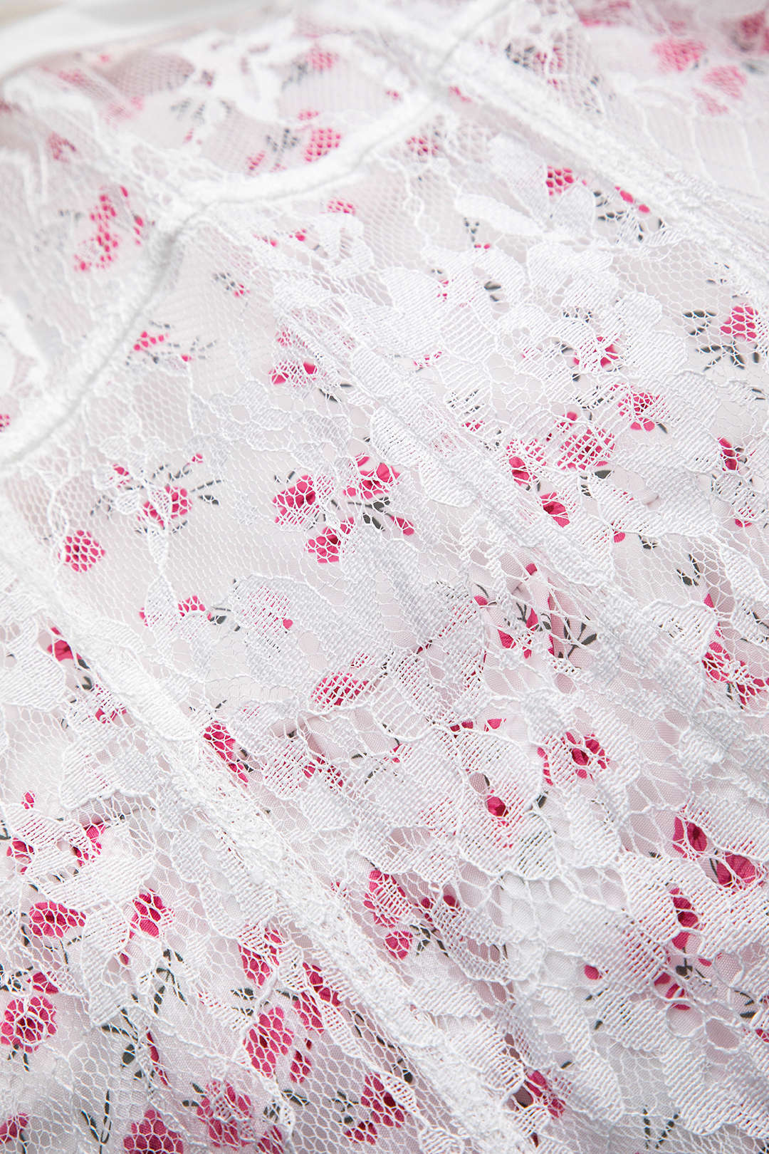 Vestido Mini De Manga Larga Con Encaje Floral Ditsy