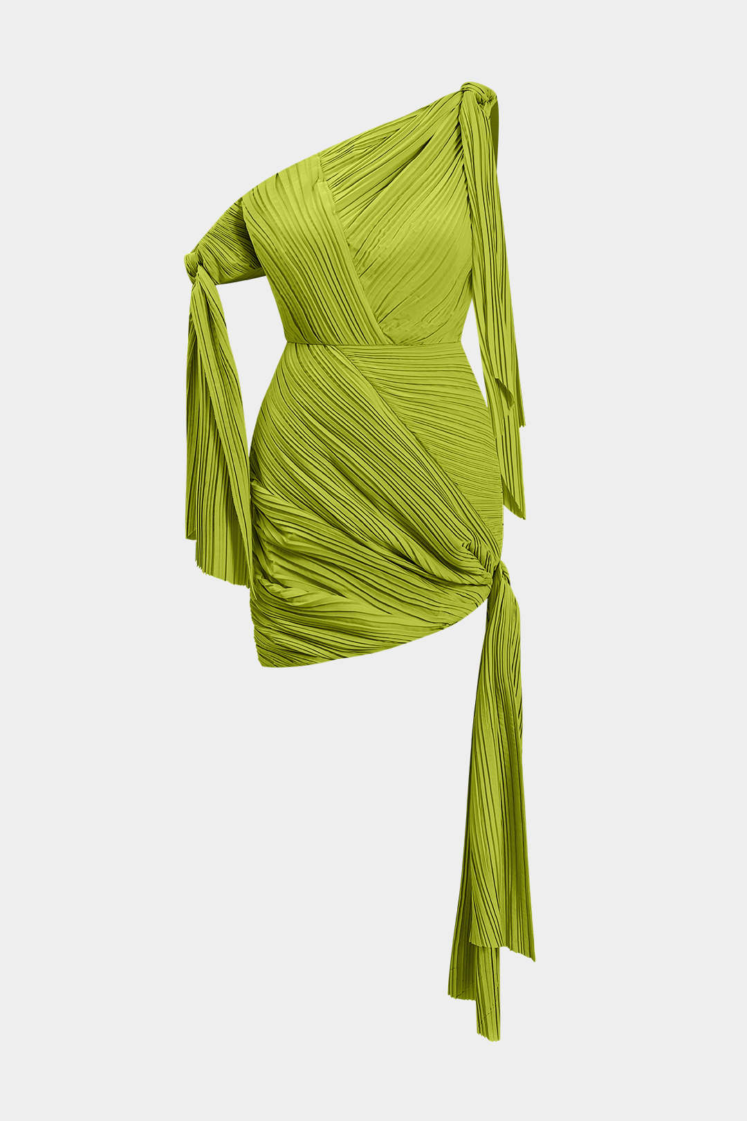 Vestido Mini Asimétrico Sin Manga Con Pliegues Elegante