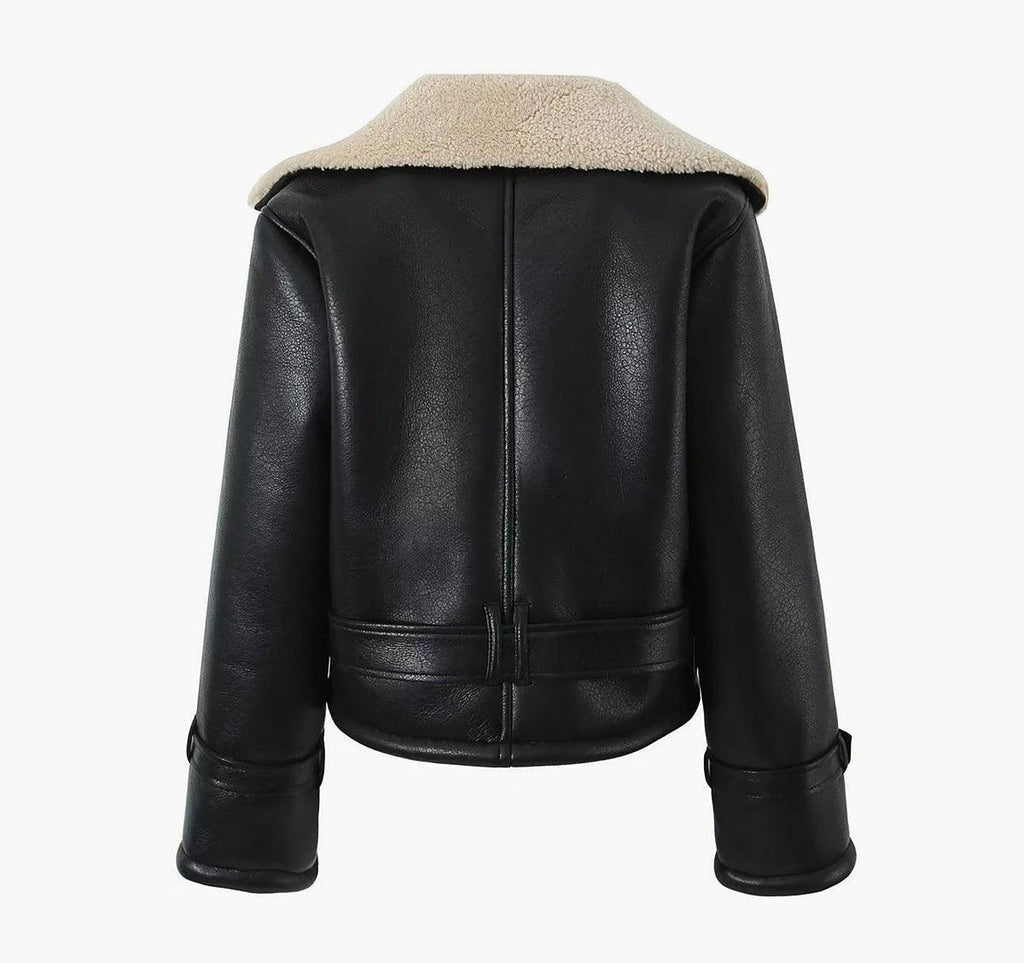 Chaqueta Slint Exterior Negro Brillante con Forro Crema