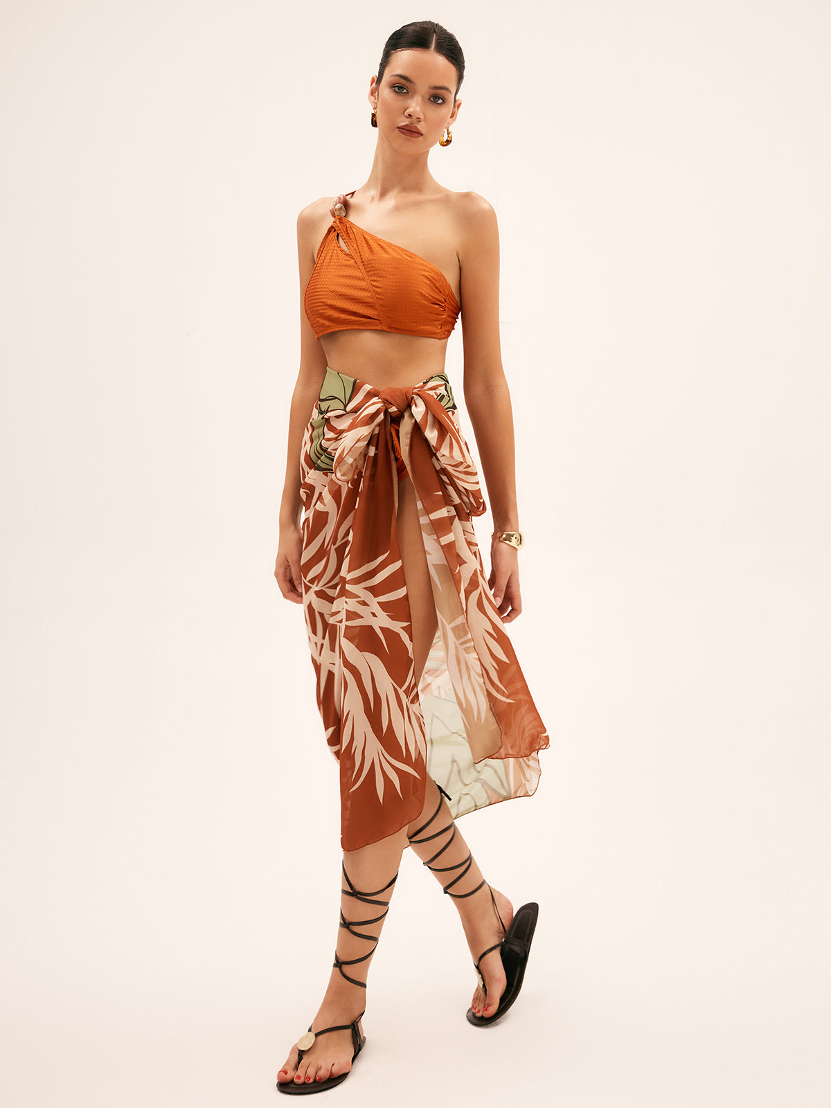 Kokos Grove Falda De Chifón Estampada Para Playa Elegante