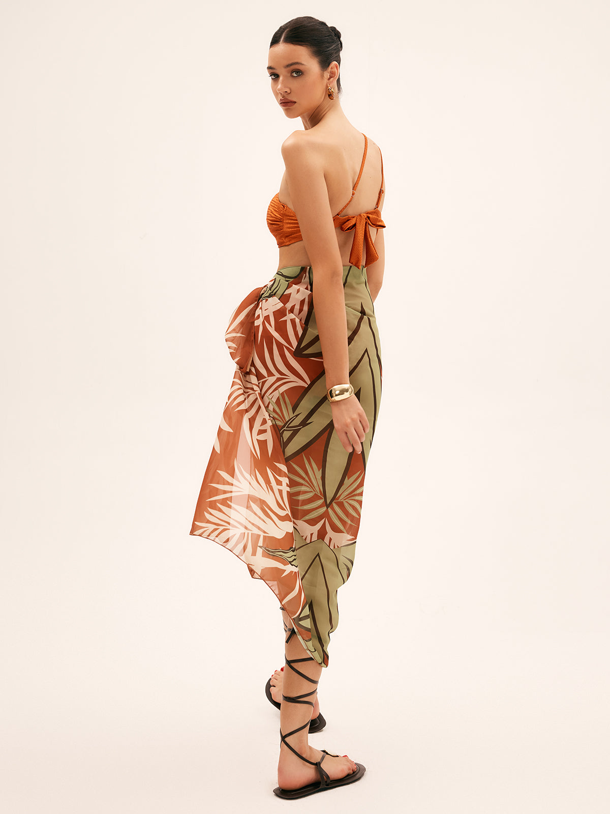 Kokos Grove Falda De Chifón Estampada Para Playa Elegante