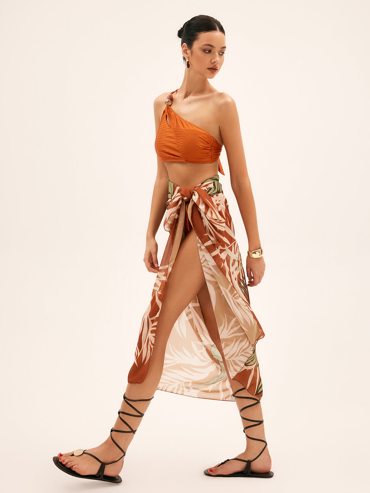 Kokos Grove Falda De Chifón Estampada Para Playa Elegante