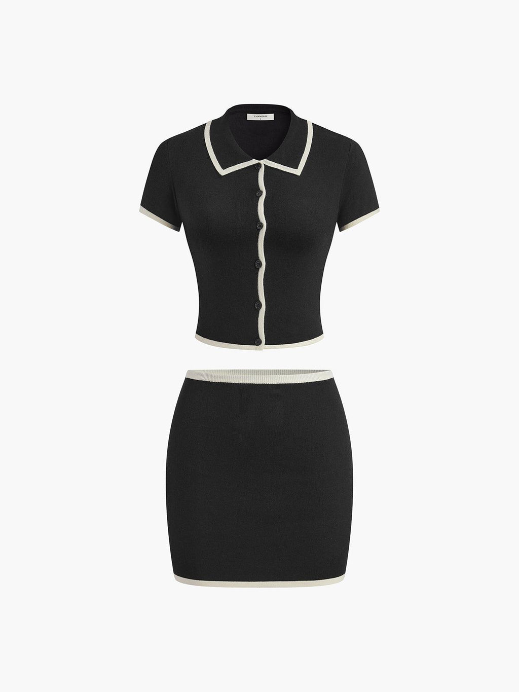 Conjunto Falda Mini de Punto con Paneles en Contraste Mujer