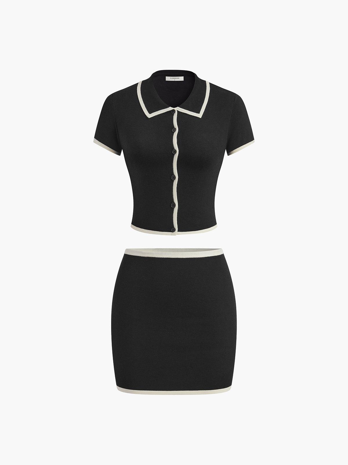 Conjunto Falda Mini de Punto con Paneles en Contraste Mujer