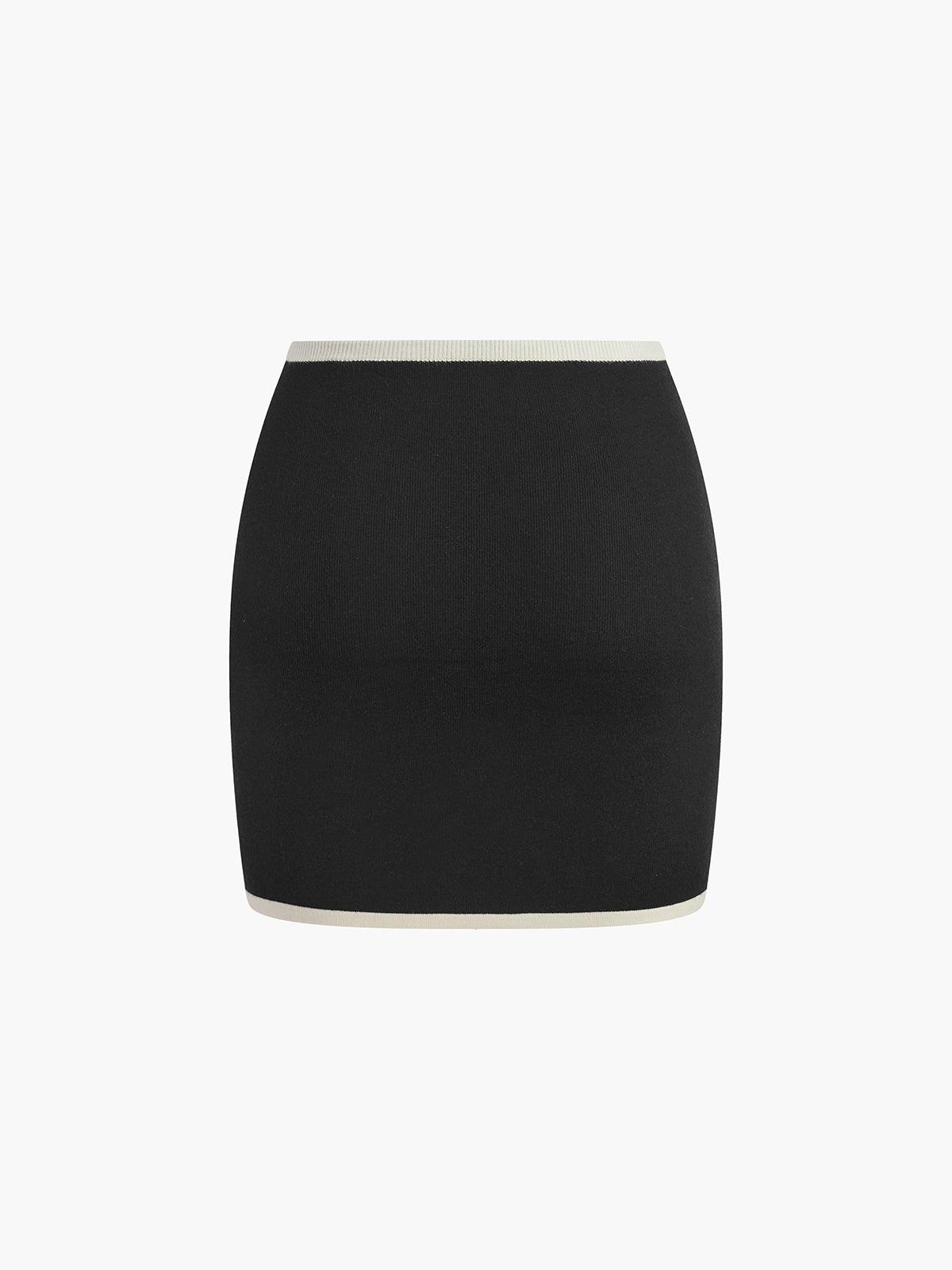 Conjunto Falda Mini de Punto con Paneles en Contraste Mujer