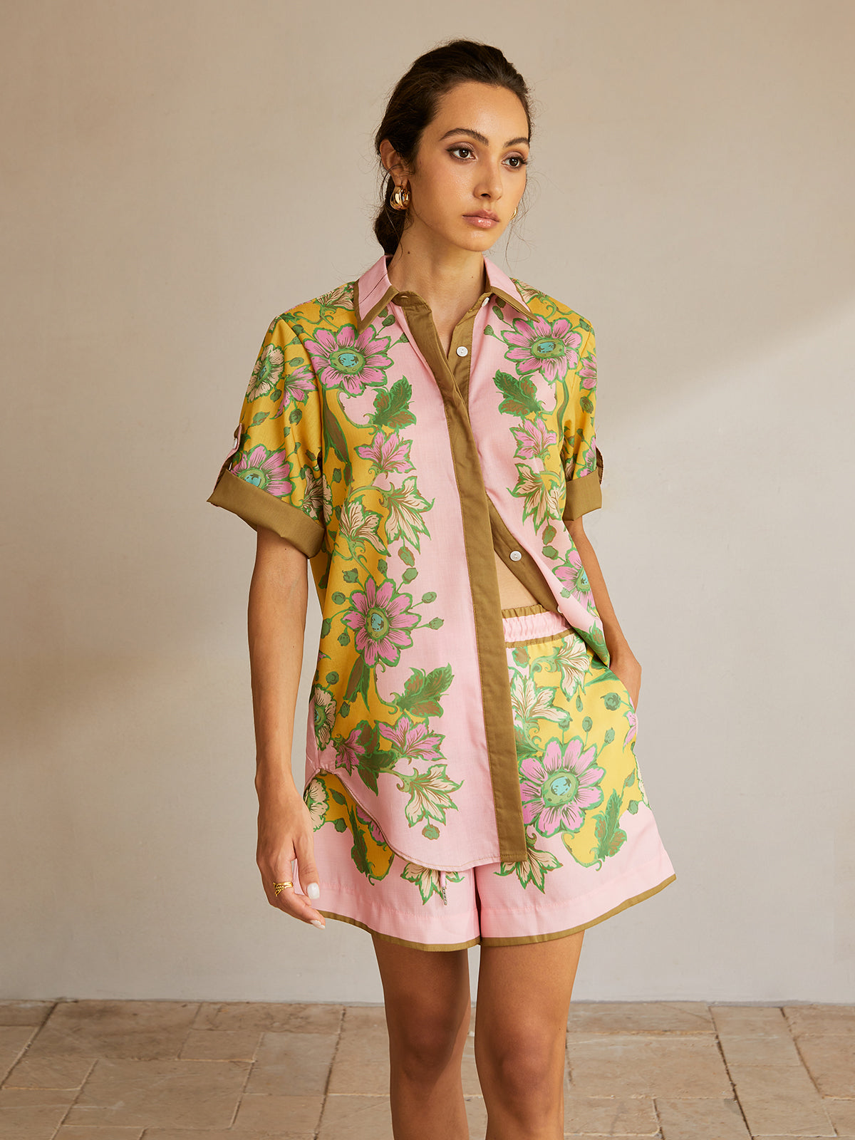 Conjunto Falda Y Short Estampado Con Ribete Contraste Mujer