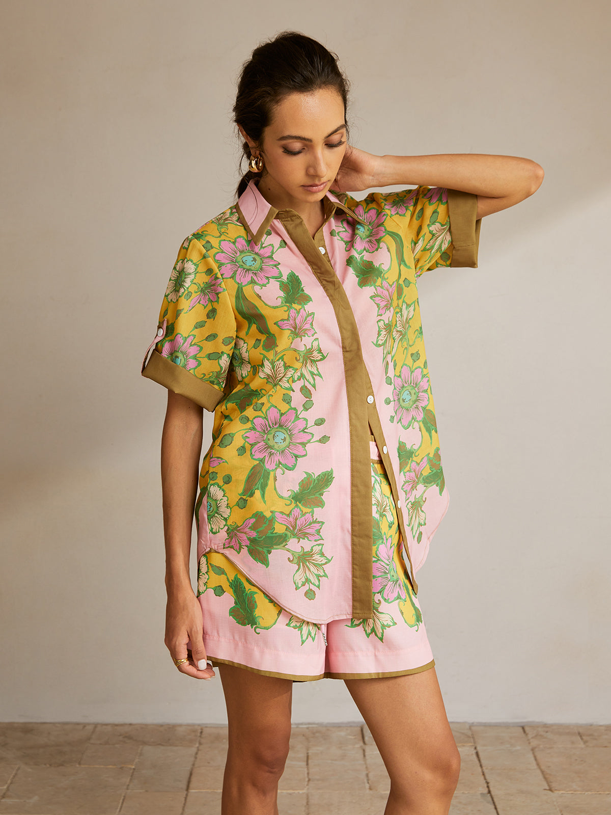 Conjunto Falda Y Short Estampado Con Ribete Contraste Mujer