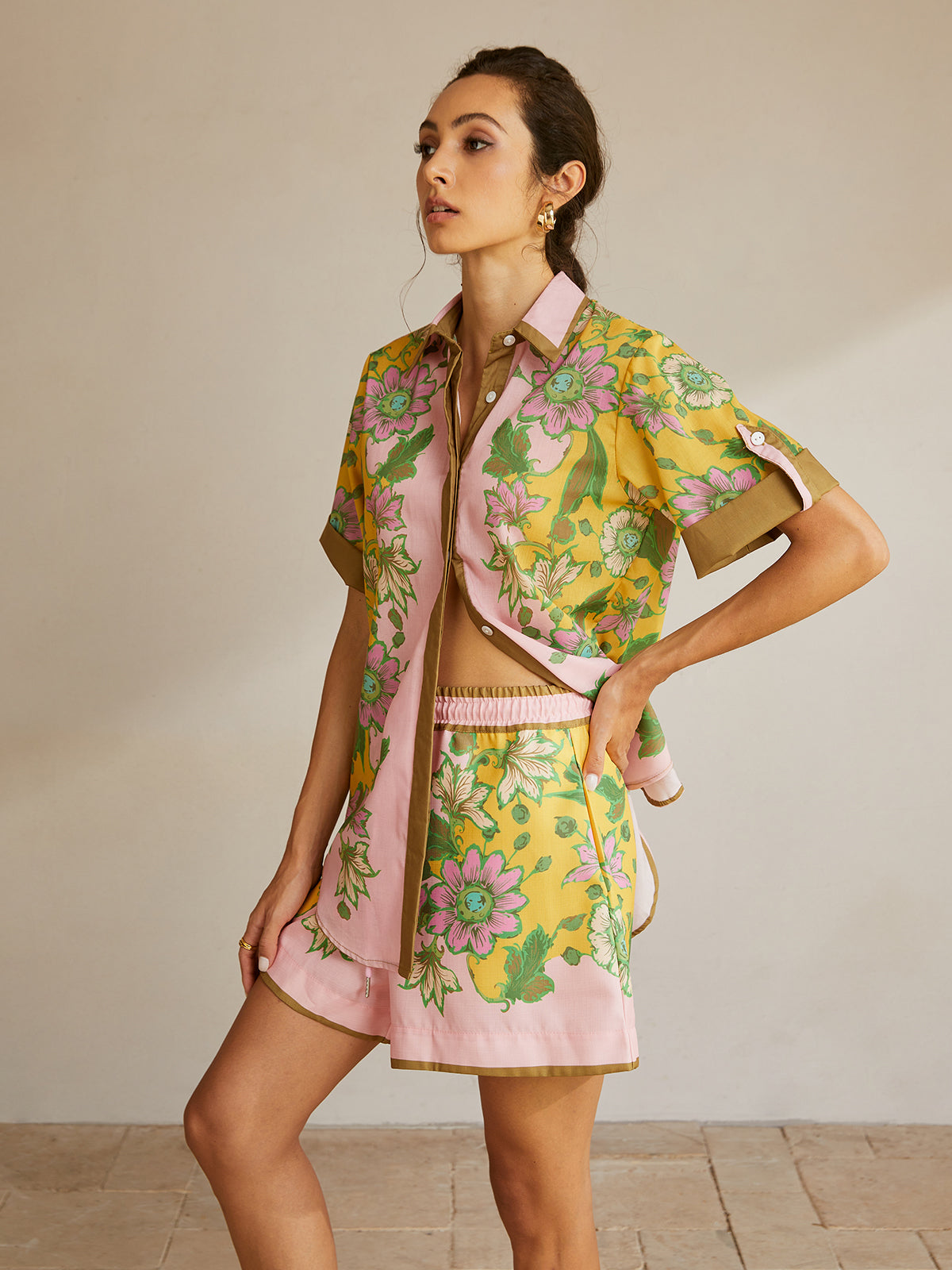 Conjunto Falda Y Short Estampado Con Ribete Contraste Mujer