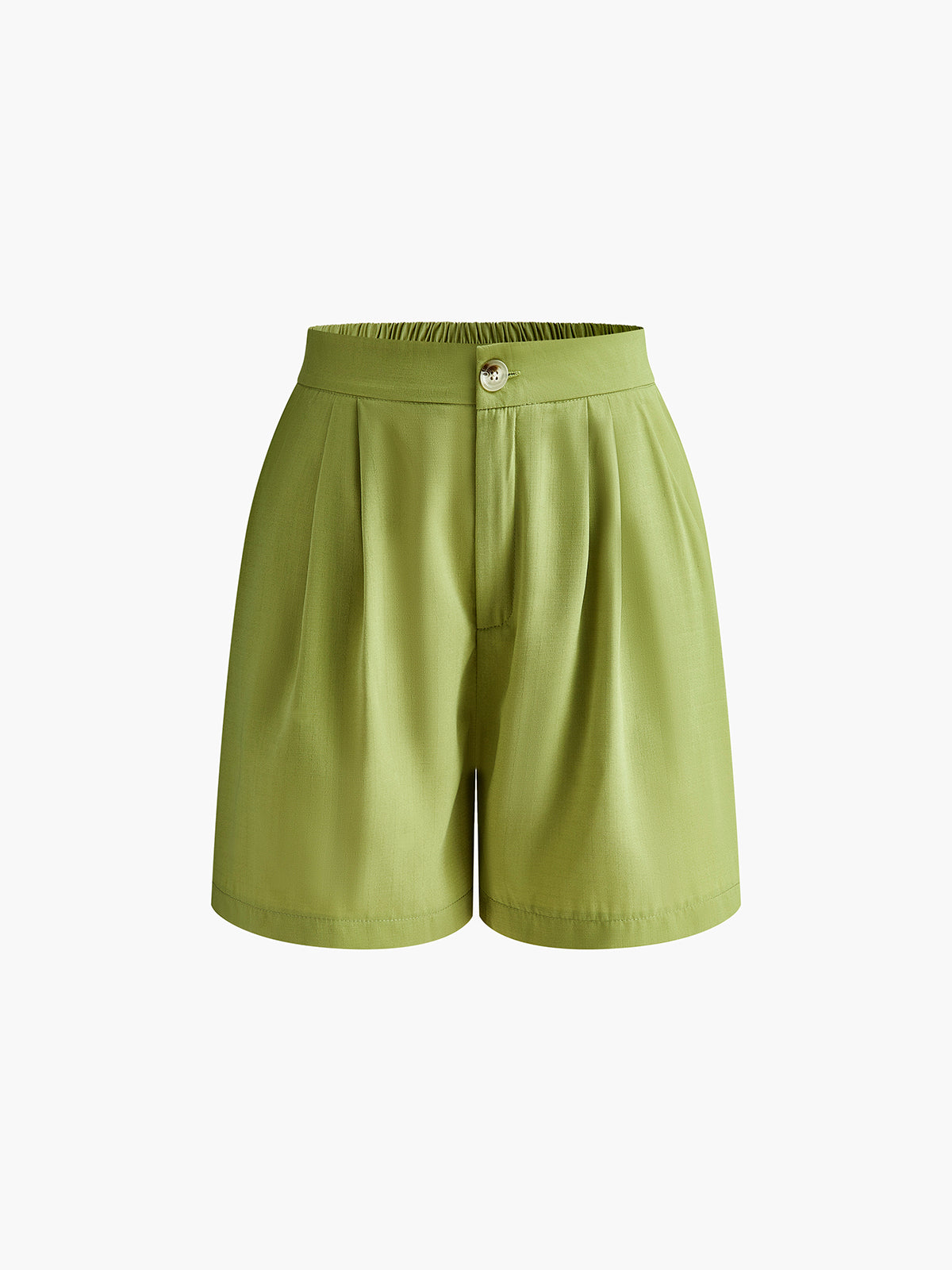 Conjunto De Shorts Plisados Asimétrico Verde Para Mujeres