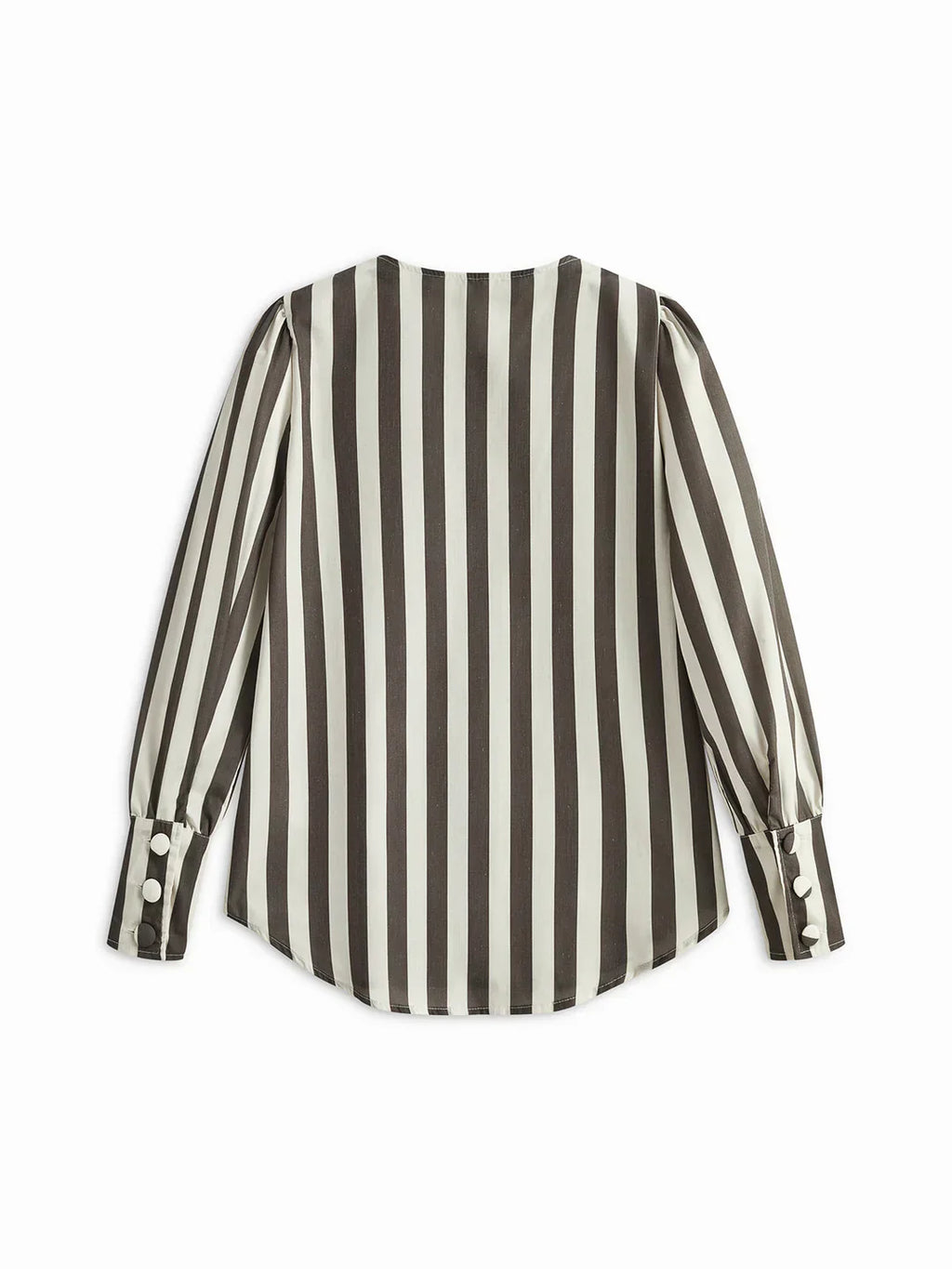 Camisa De Lunares Con Cuello Redondo Y Puños Botonados