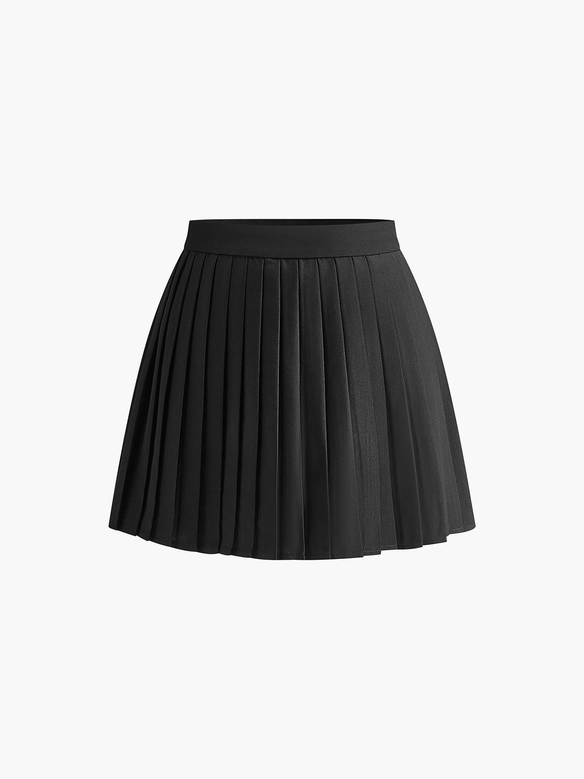 Conjunto Mujer Falda Plisada Mini Y Chaleco Casual Moda