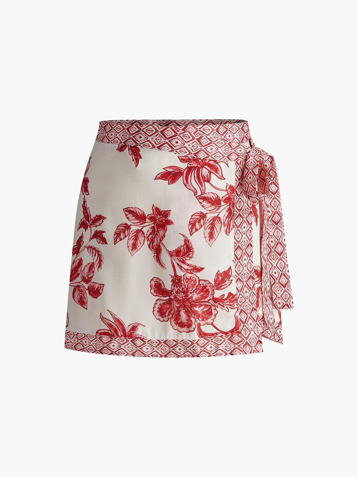 Falda Mini Estampada Con Cordón Para Mujer En Tela Tejida