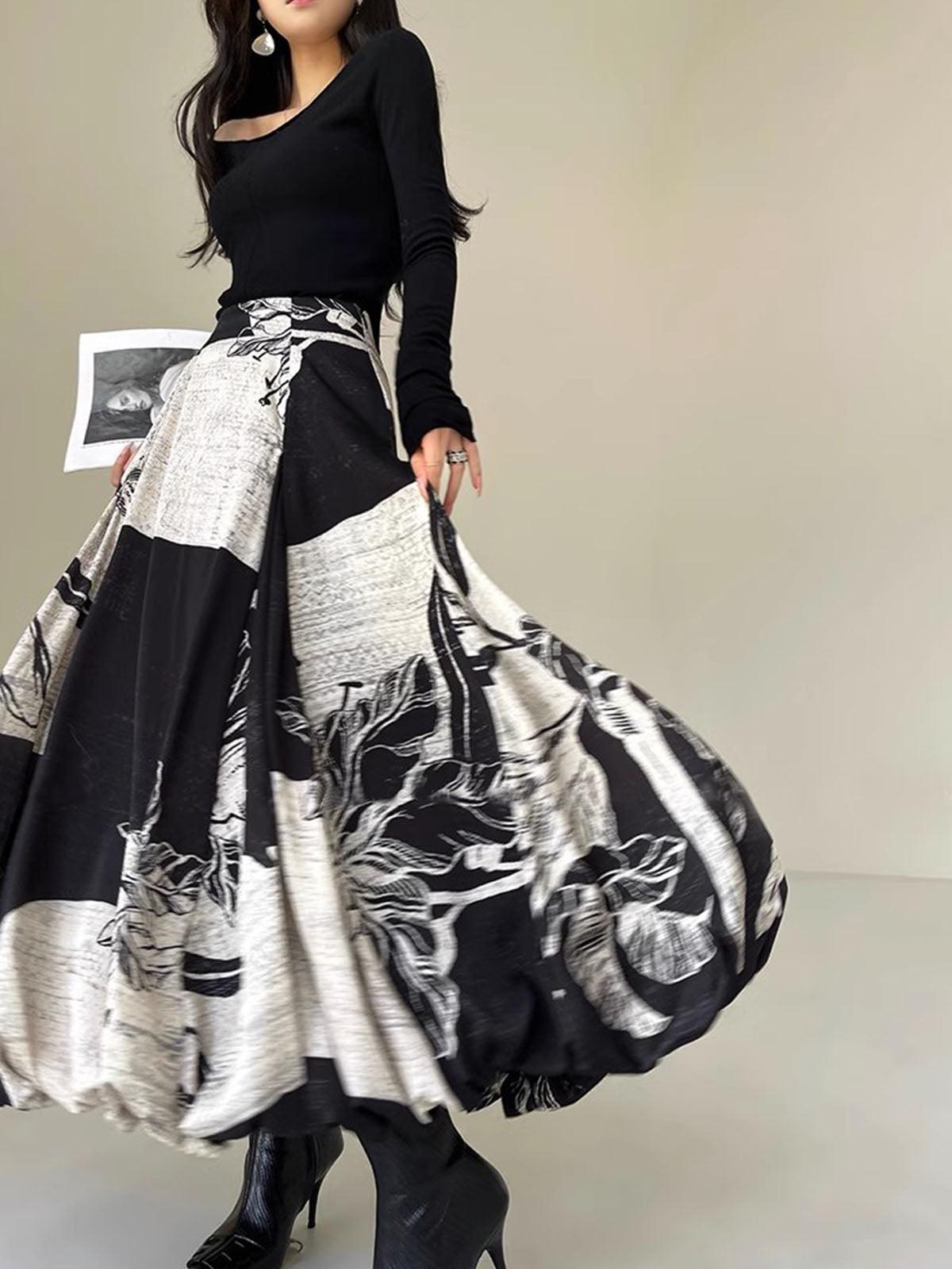 Falda Globo Con Patrón Textura Elegante Moderna Urbana