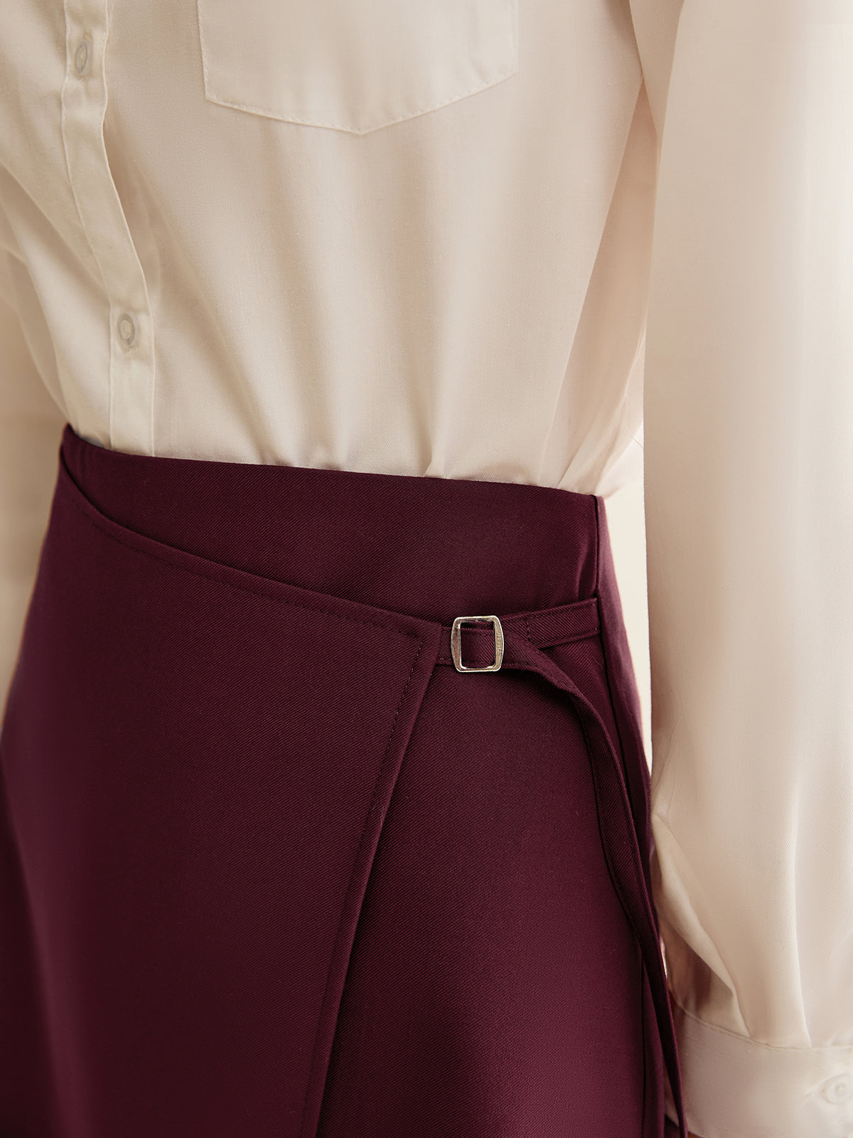 Falda Mini Envuelta Burdeos para Mujer Oficina Casual