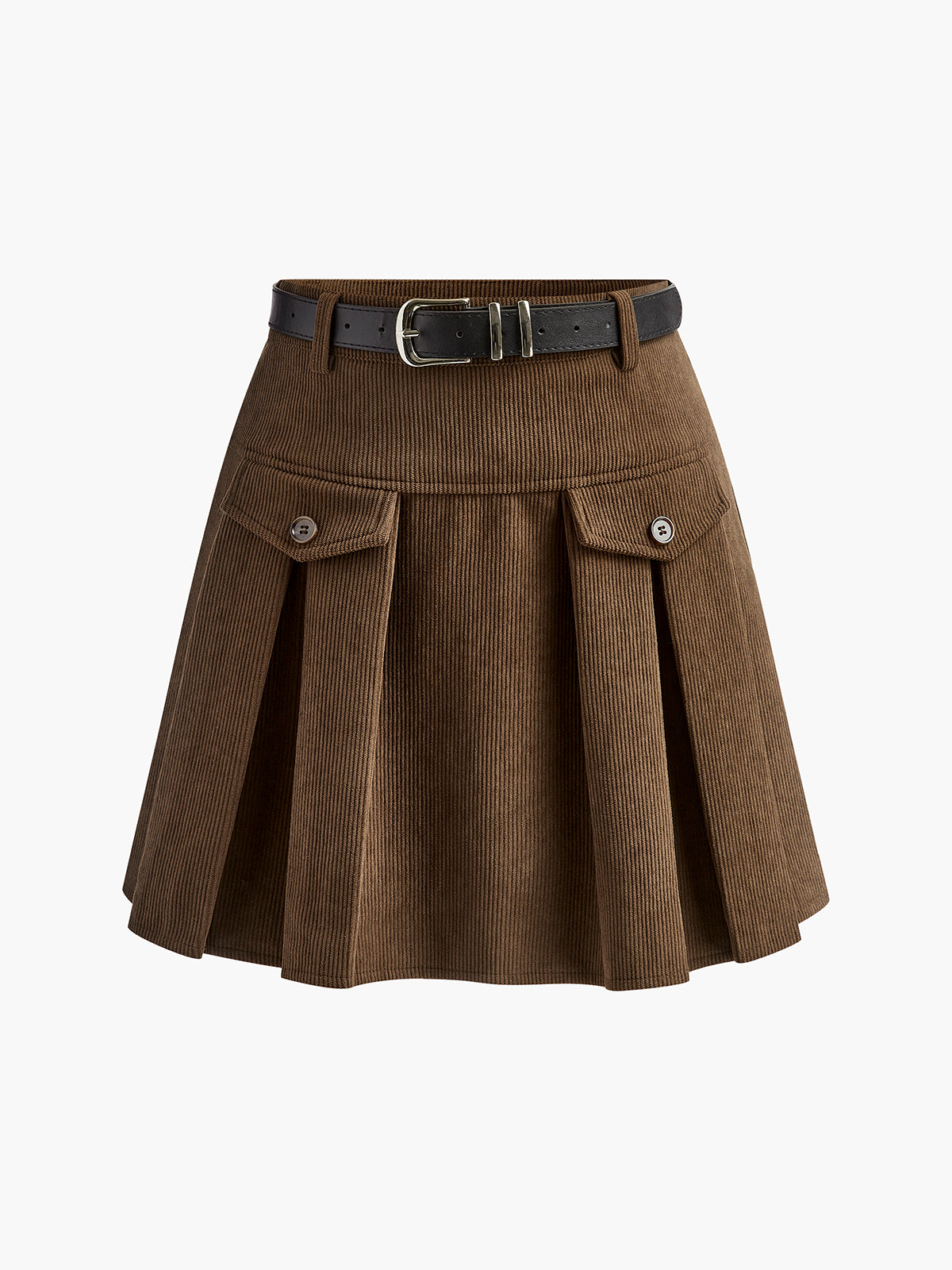Falda Pana Con Cinturón De Cintura Alta Casual Elegante