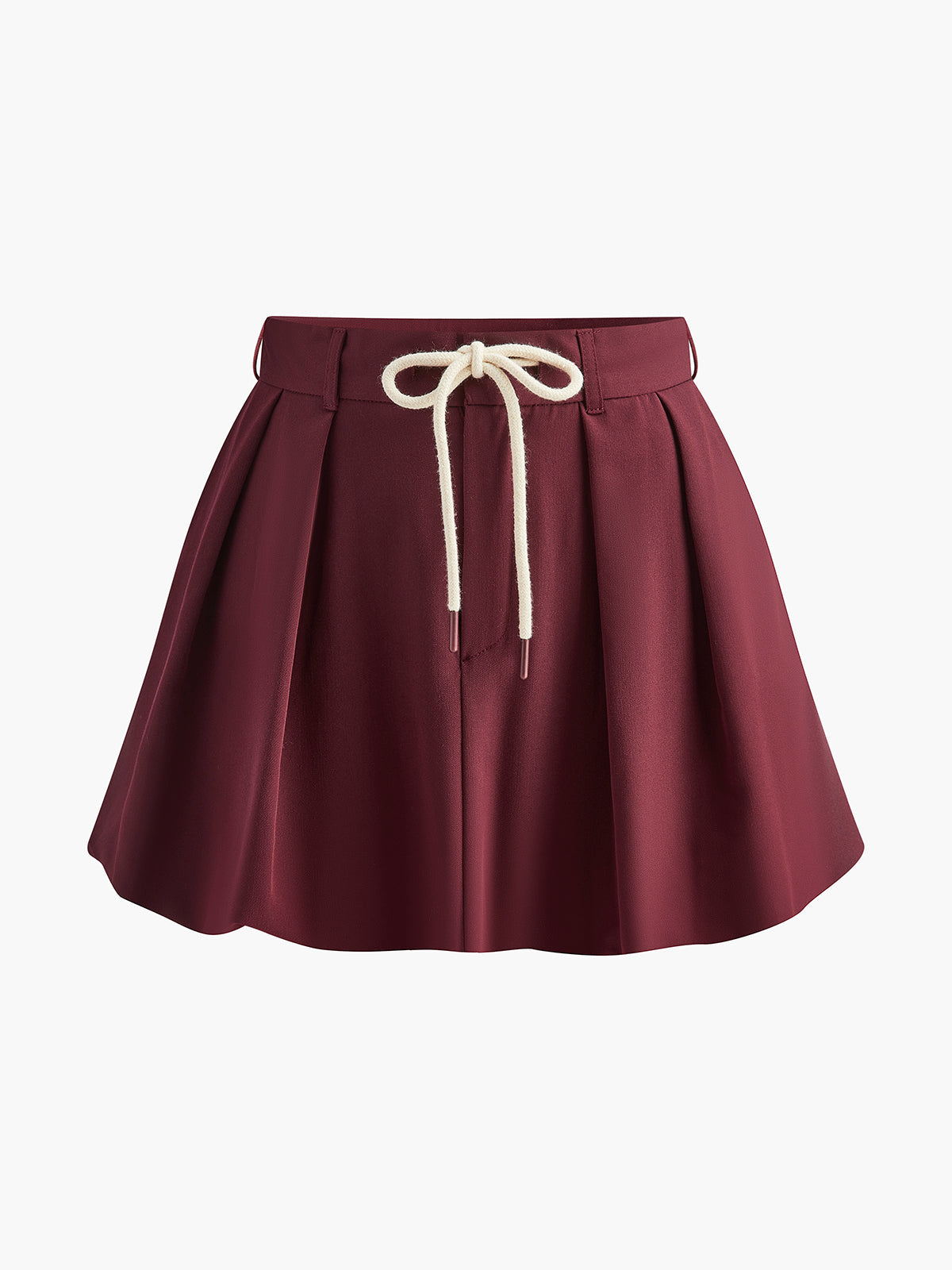 Falda Con Cordón En Cintura Burdeos Tejido Regular Elegante