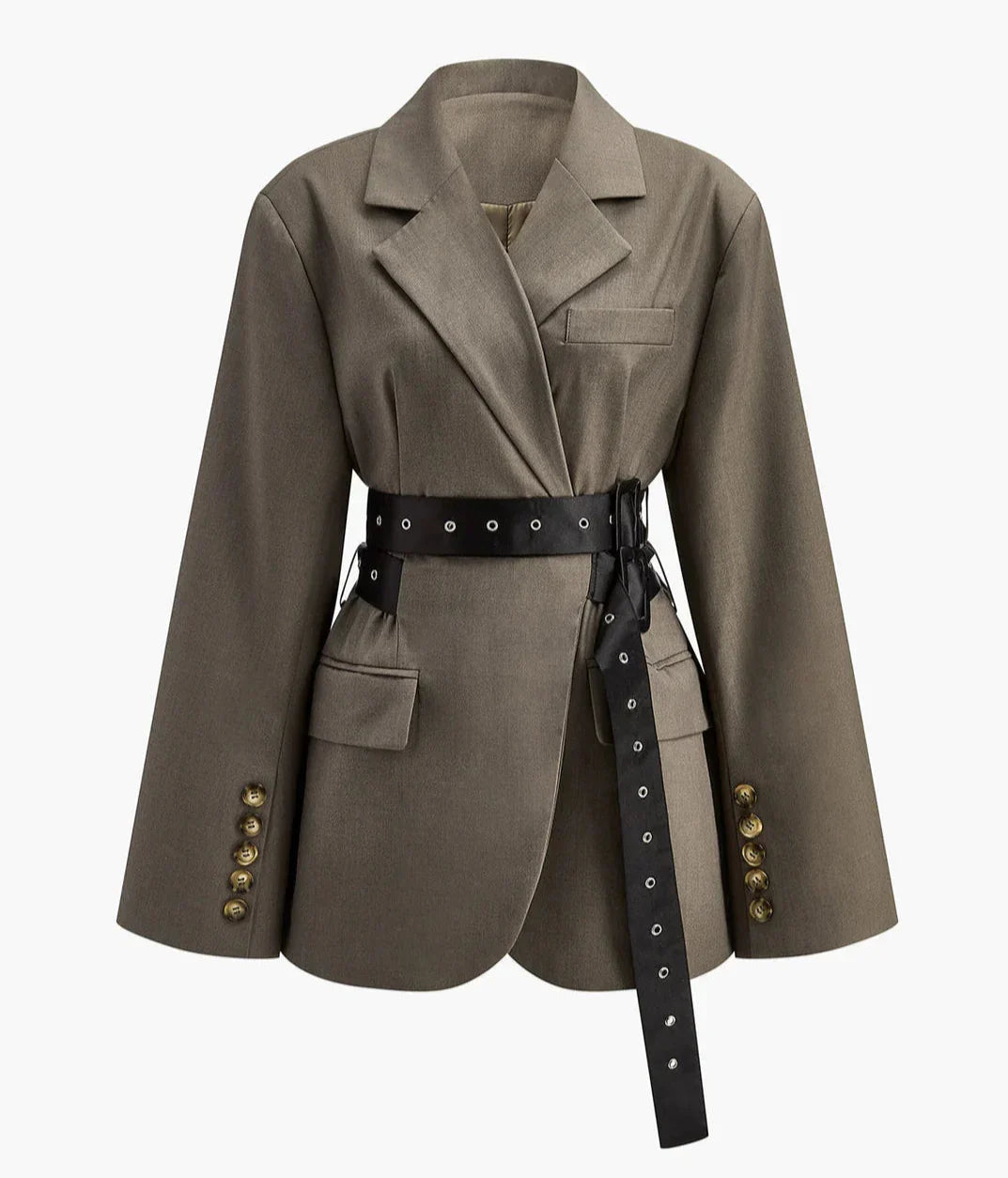 Blazer Relint Minimal Lineas Afiladas Olivo Oversized