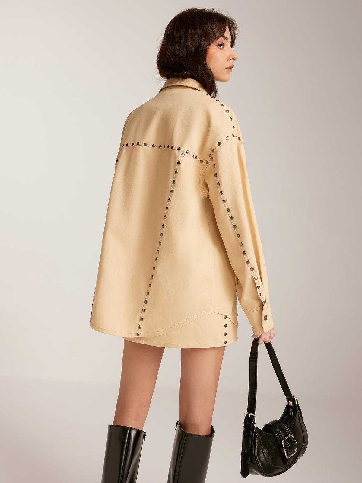 Conjunto Chaqueta Y Falda Tachuelas Elegantes Modernas