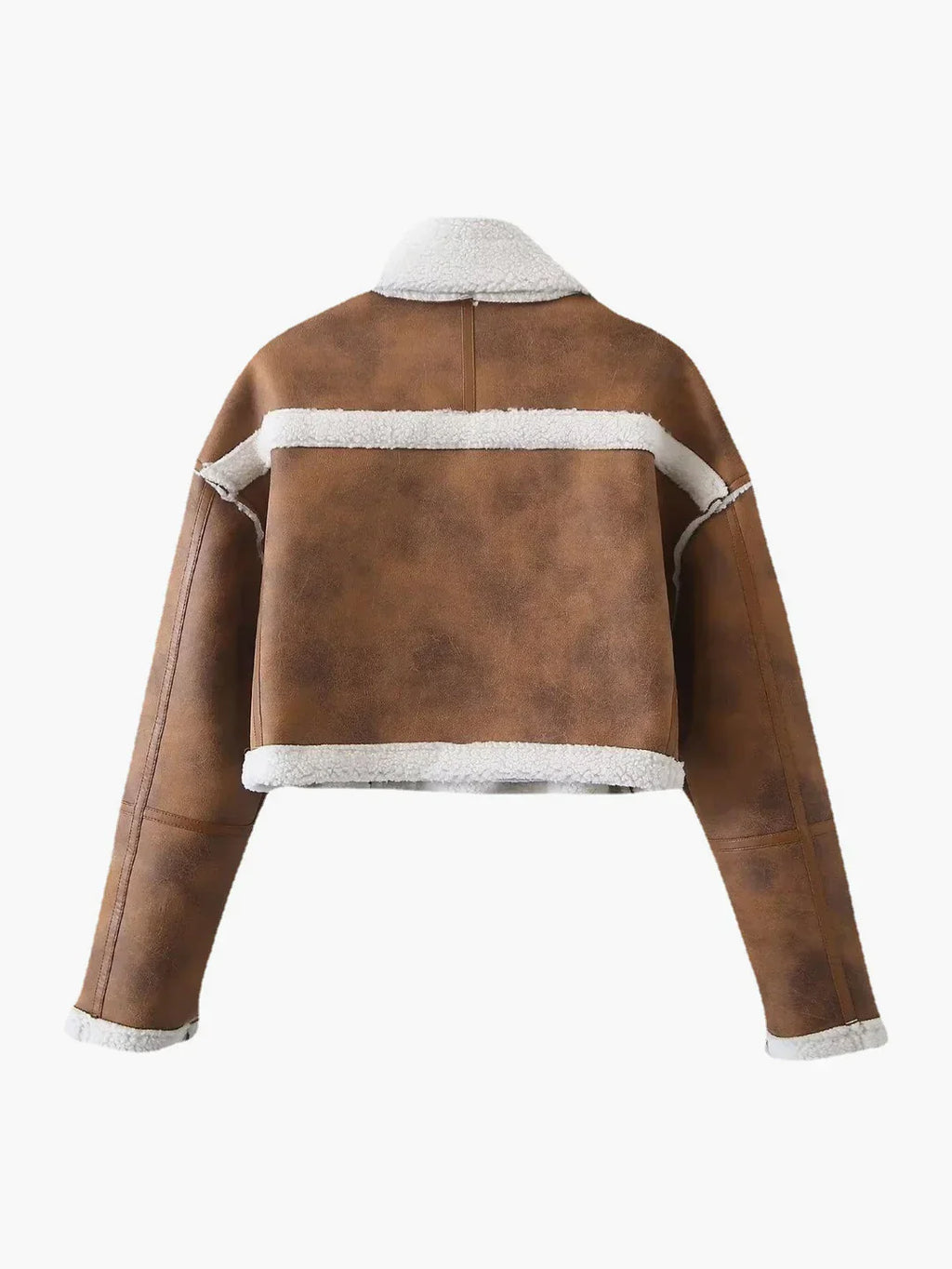 Chaqueta Marrón Luxe Con Collar Peludo Y Piel Blanca