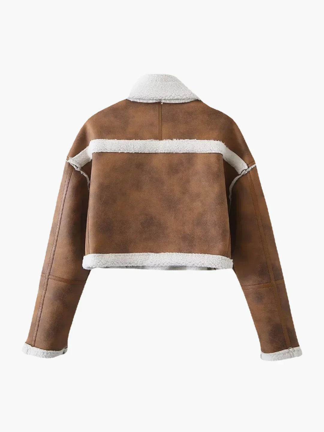 Chaqueta Marrón Luxe Con Collar Peludo Y Piel Blanca