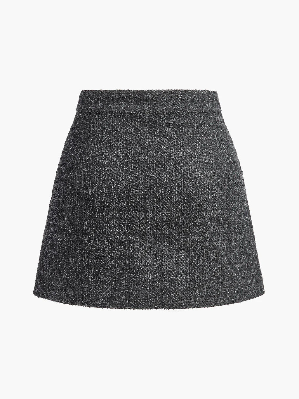 Falda Mini Brillante Con Bolsillos Tejido Tweed Texturizado