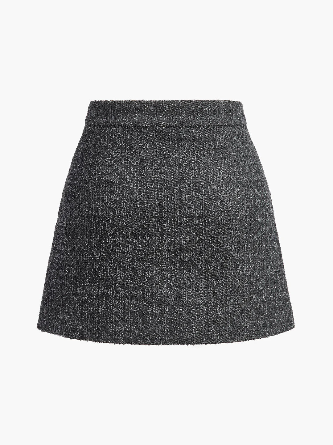 Falda Mini Brillante Con Bolsillos Tejido Tweed Texturizado