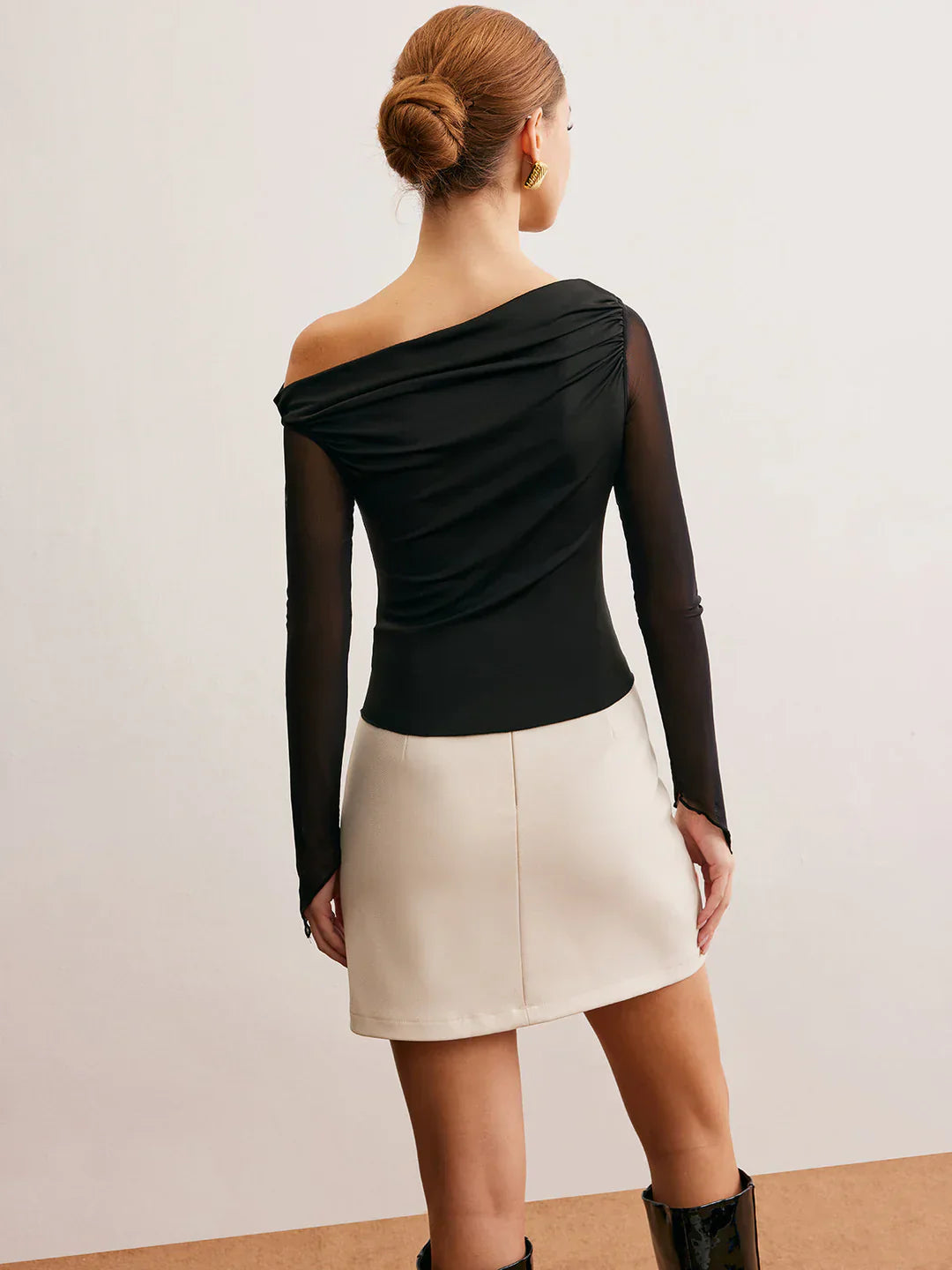 Blusa Ribhid Con Corte Asimétrico Y Mangas Transparentes