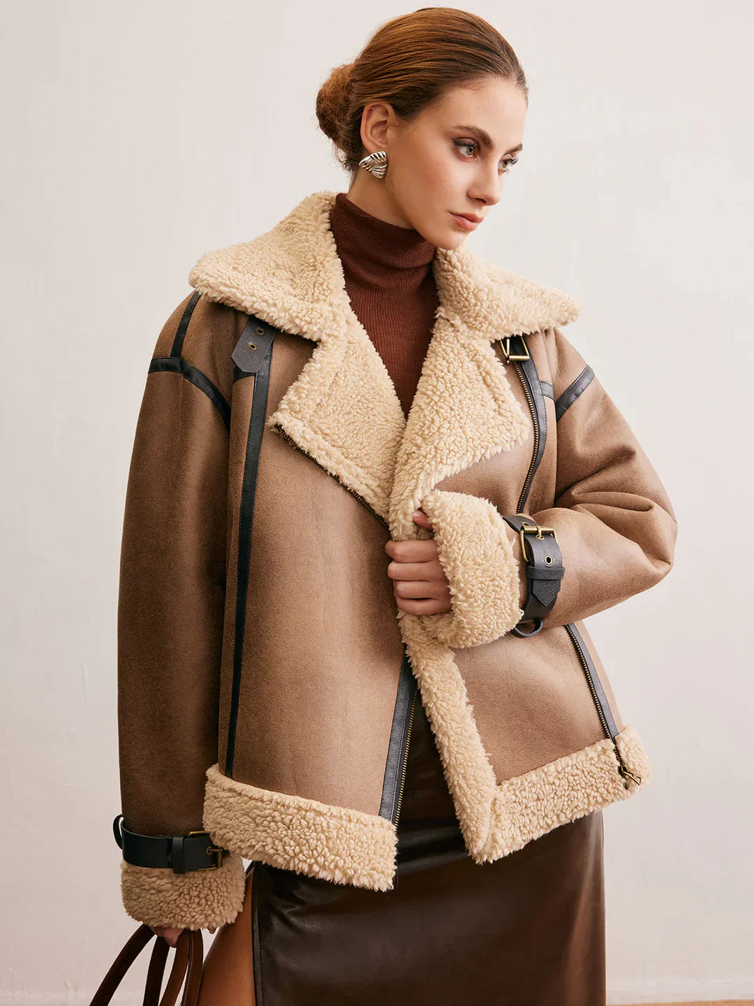 Chaqueta De Cuero Sintético Icono De Silueta Oversized
