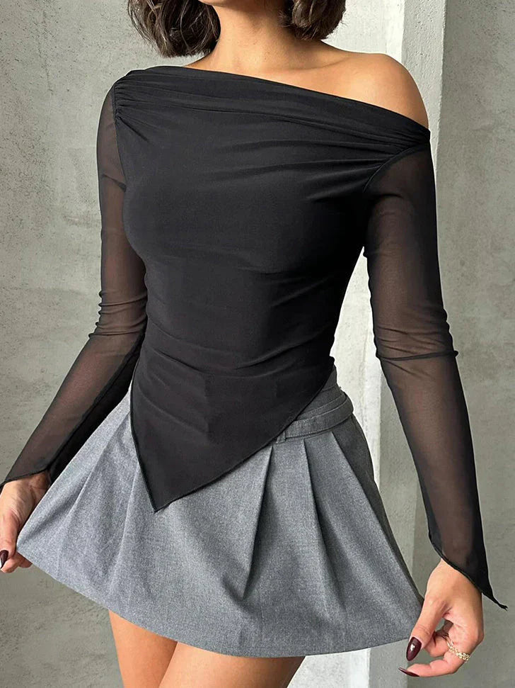 Blusa Ribhid Con Corte Asimétrico Y Mangas Transparentes