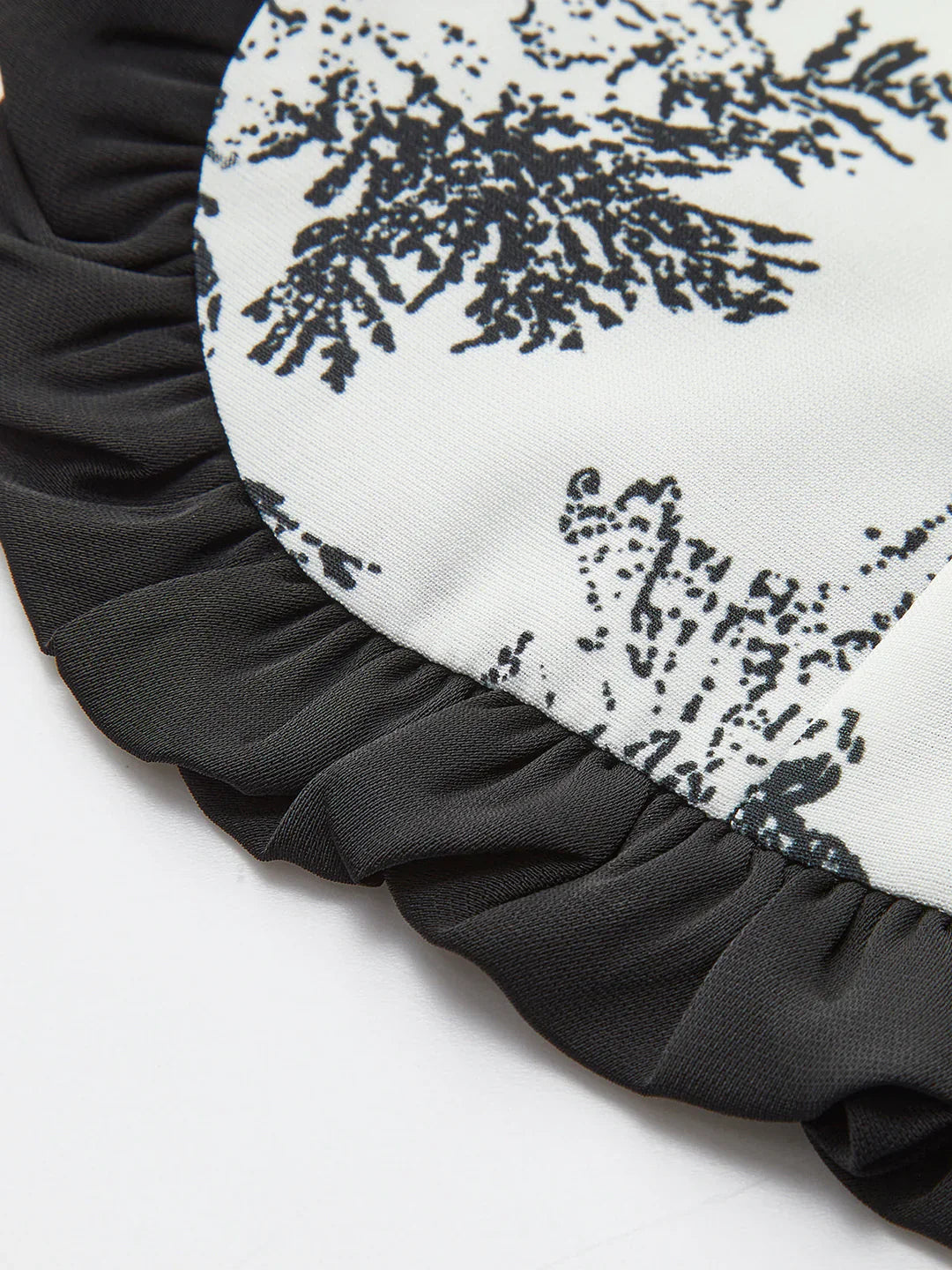 Blusa Elegante Con Plisado Estampado Pastoral Blanco Negro