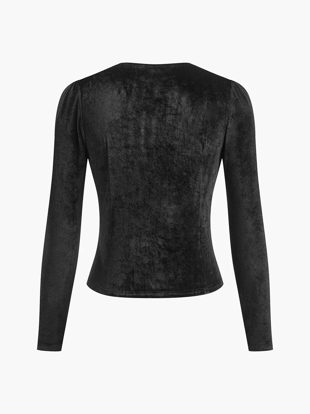 Blusa de Terciopelo Malva con Botones Dorados y Escote en V