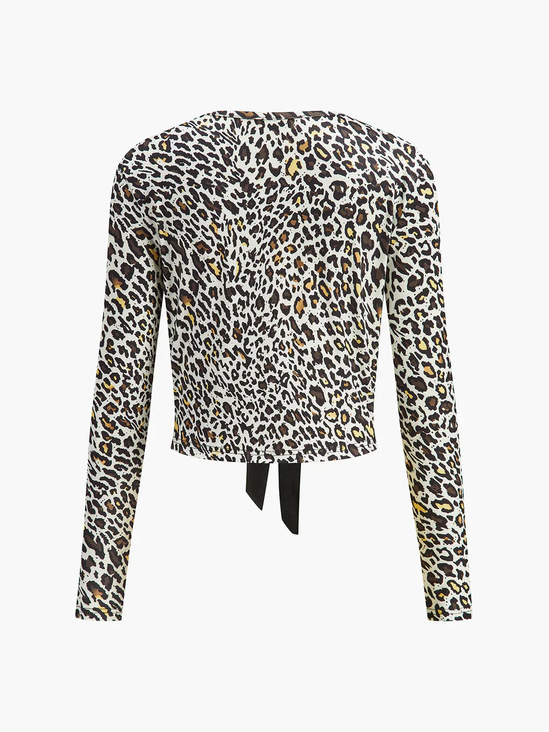 Blusa Marfil Con Estampado De Leopardo Y Lazos Frontales