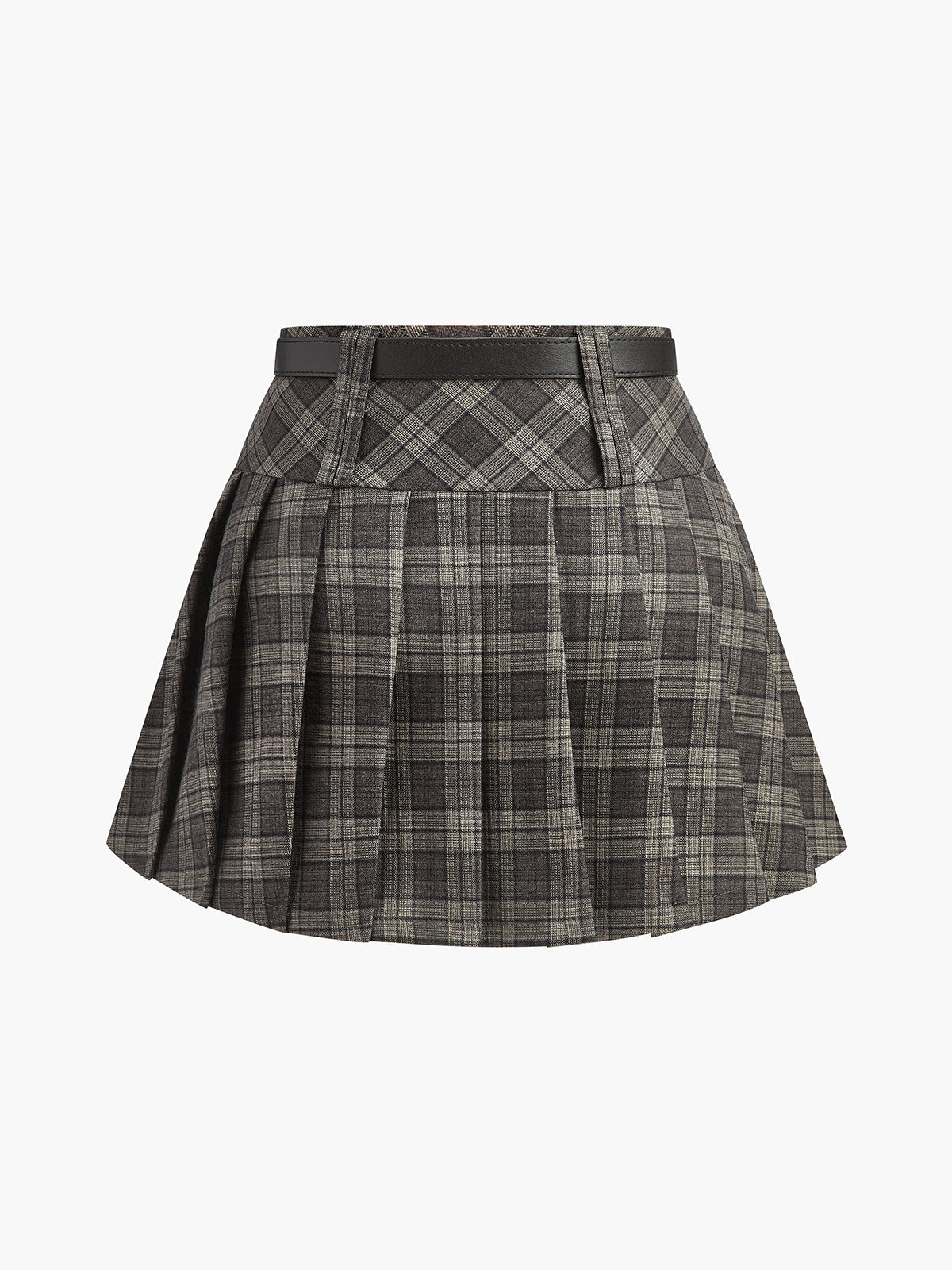 Falda A Cuadros Elegante Con Volantes Y Cinturón Moderno