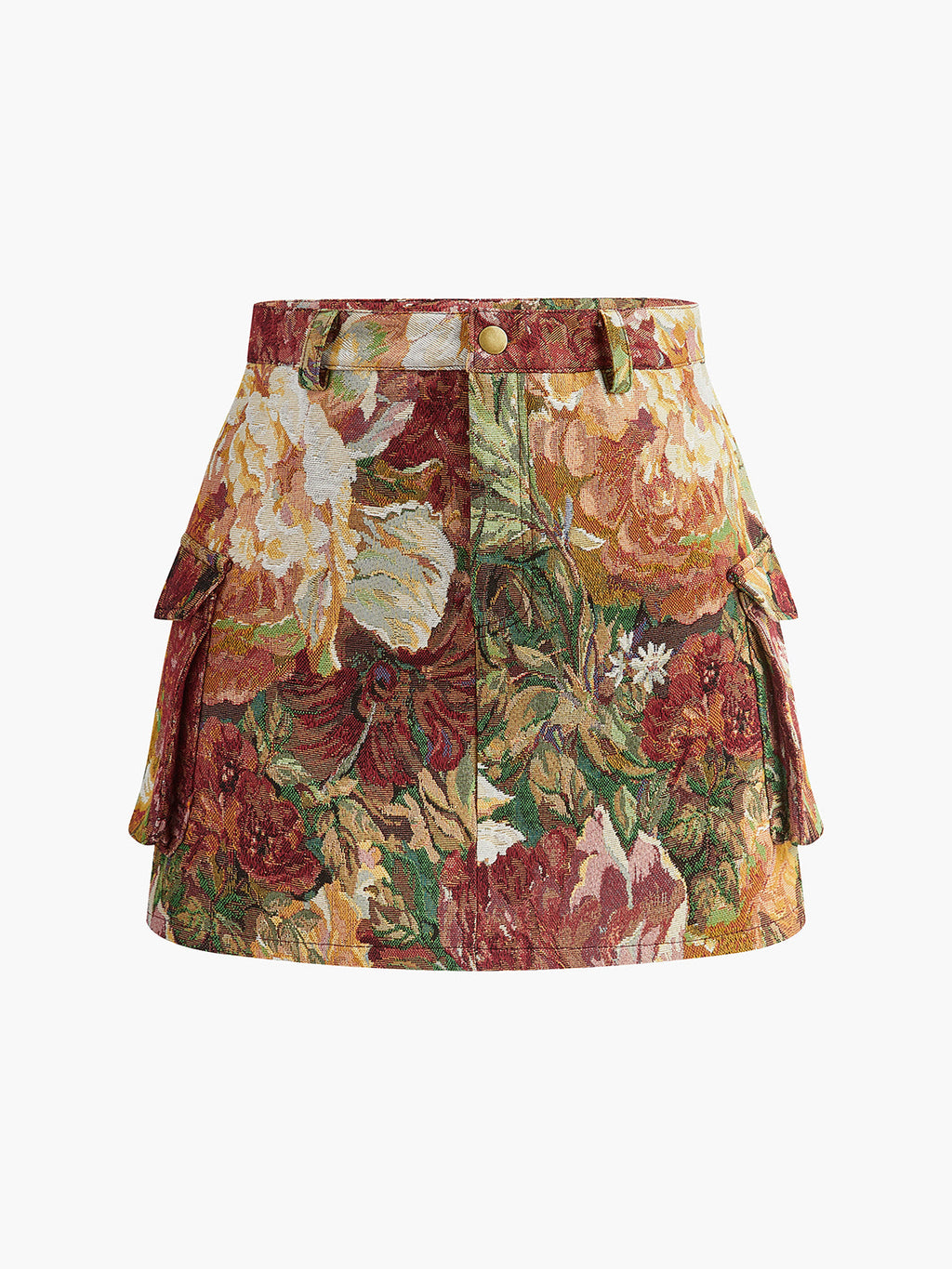 Falda Floral Con Bolsillos Cintura Media Elegante Cotidiana