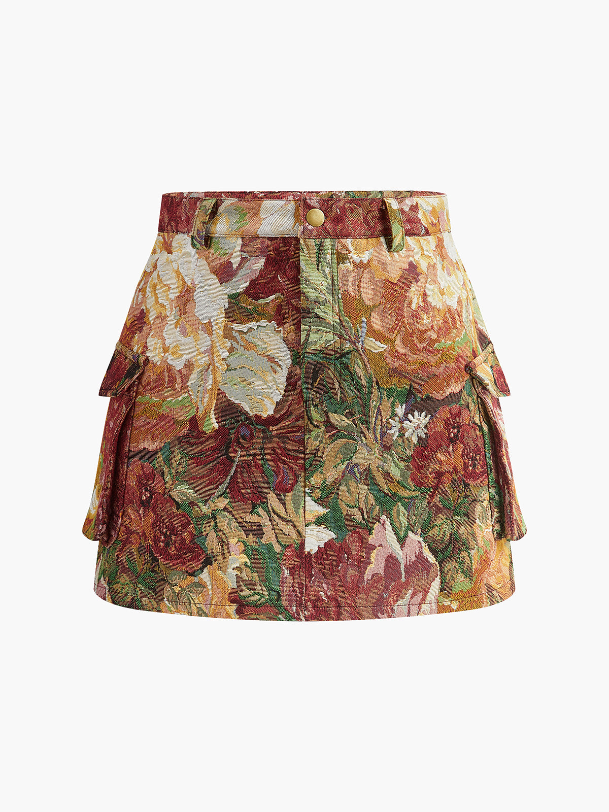 Falda Floral Con Bolsillos Cintura Media Elegante Cotidiana