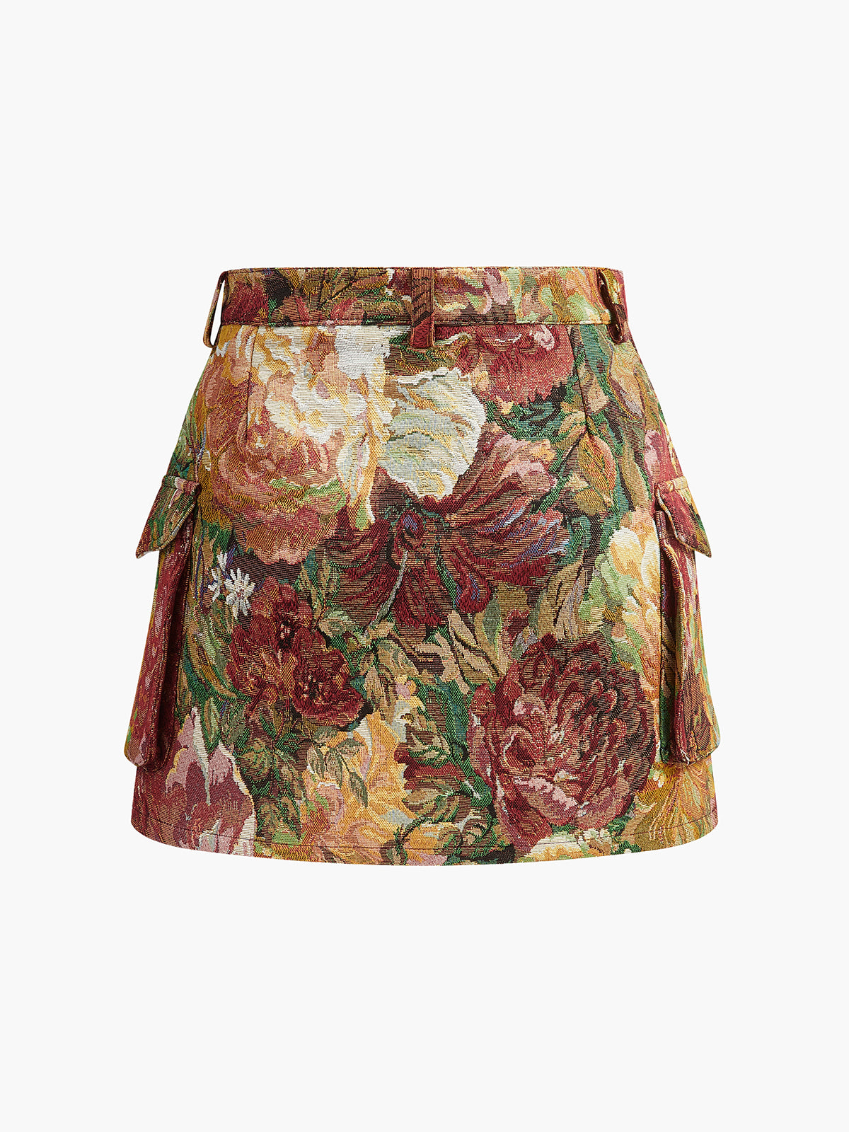 Falda Floral Con Bolsillos Cintura Media Elegante Cotidiana
