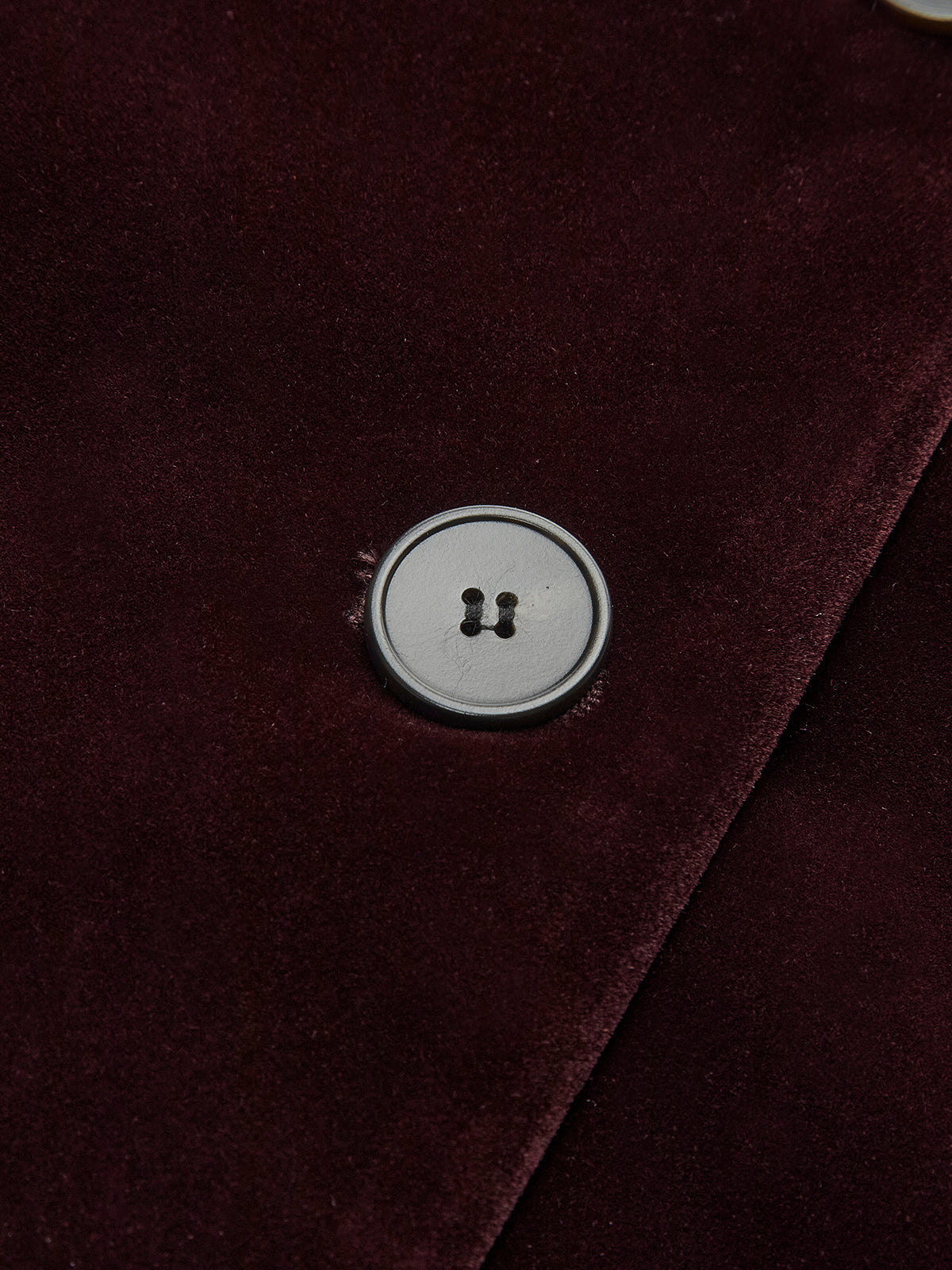 Conjunto Blazer Corto Y Falda De Terciopelo Con Cuello