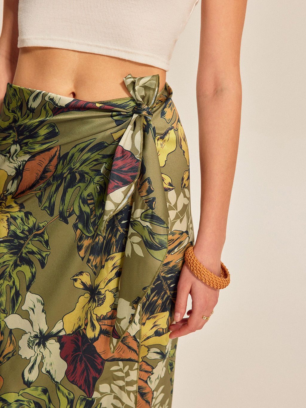 Falda Envolvente Con Lazo Floral Maxi Elegante Versátil