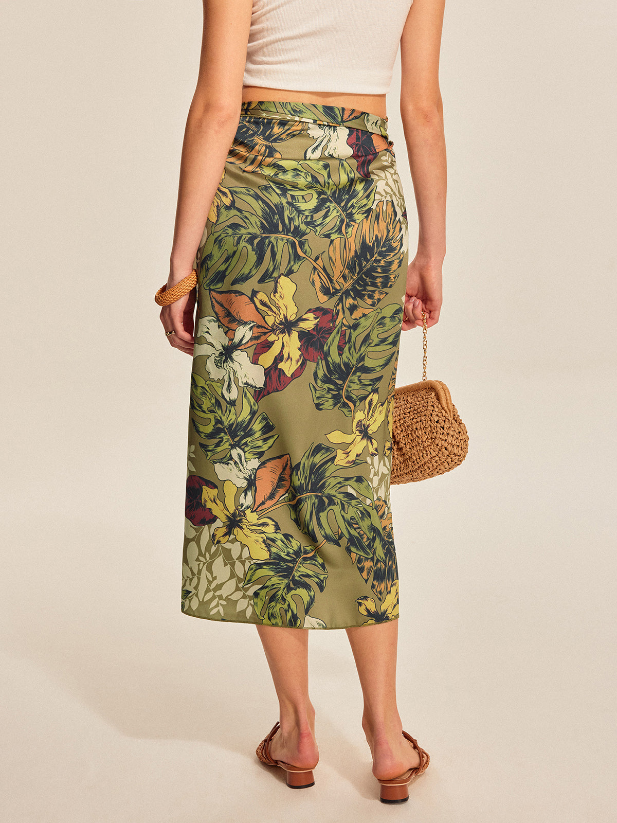 Falda Envolvente Con Lazo Floral Maxi Elegante Versátil