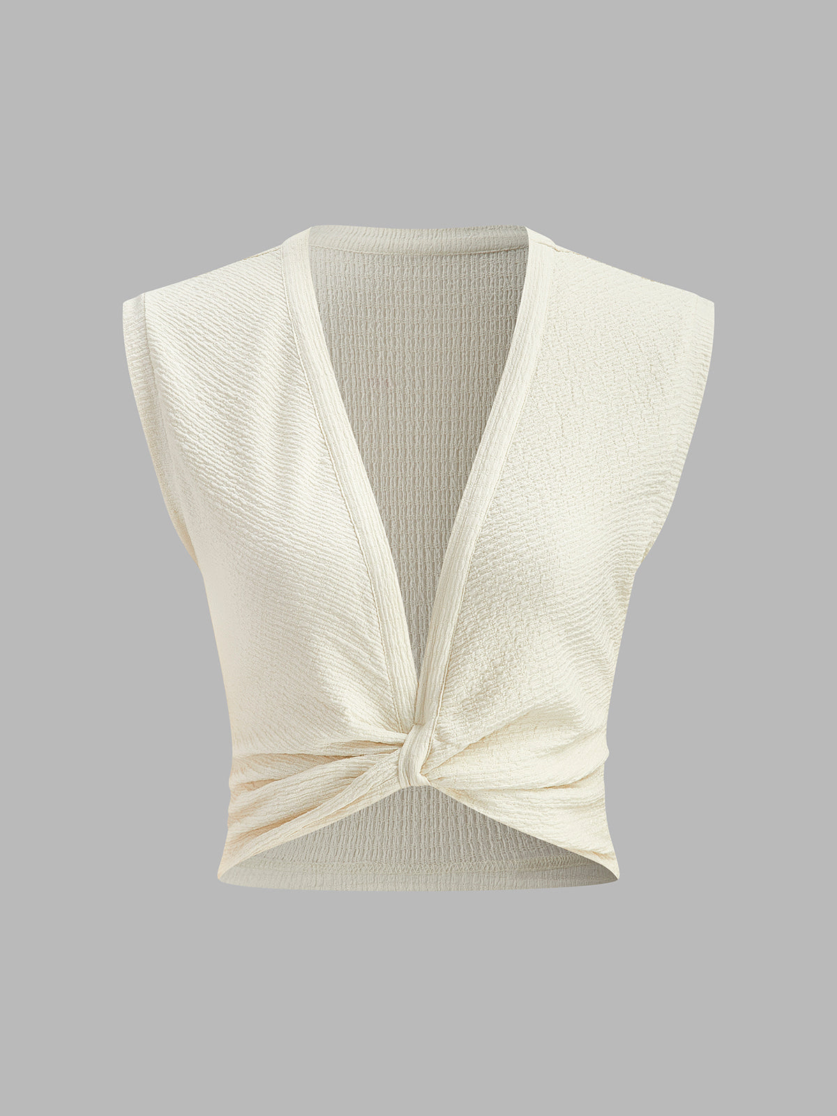 Blusa Sin Mangas Con Escote V Y Nudo Elástico Versátil