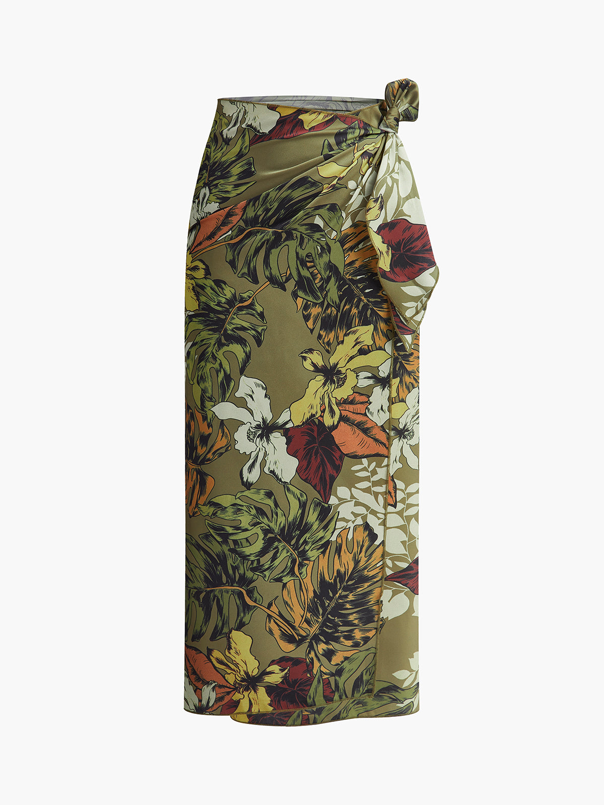 Falda Envolvente Con Lazo Floral Maxi Elegante Versátil