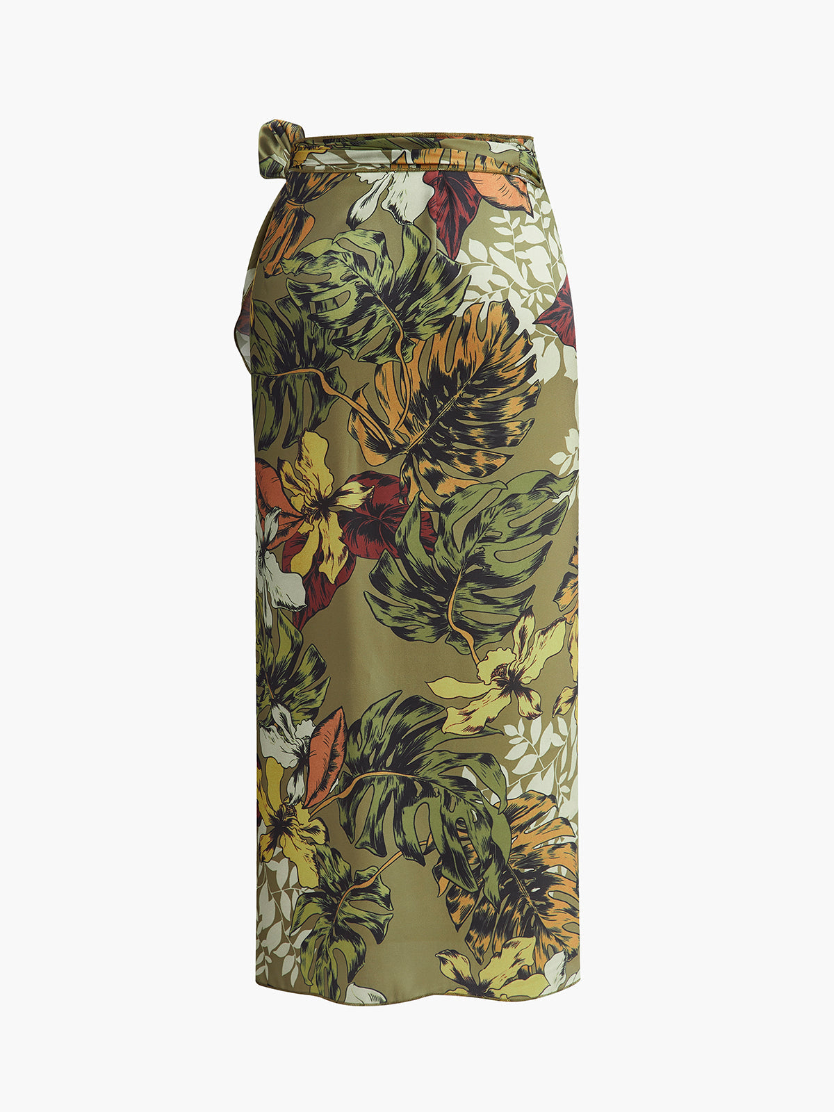 Falda Envolvente Con Lazo Floral Maxi Elegante Versátil