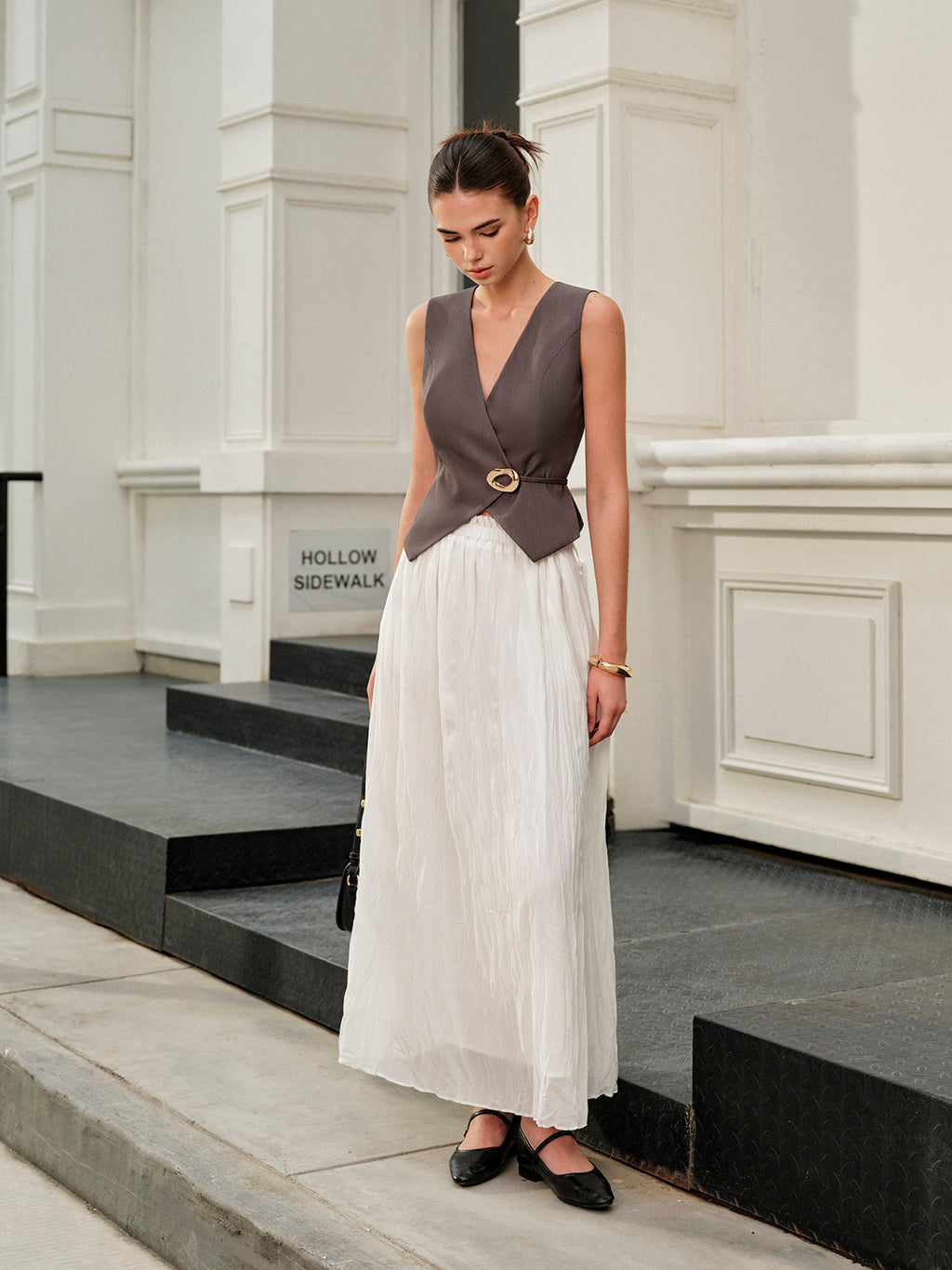 Falda Maxi Plisada Con Cintura Elástica Cómoda Para Ti